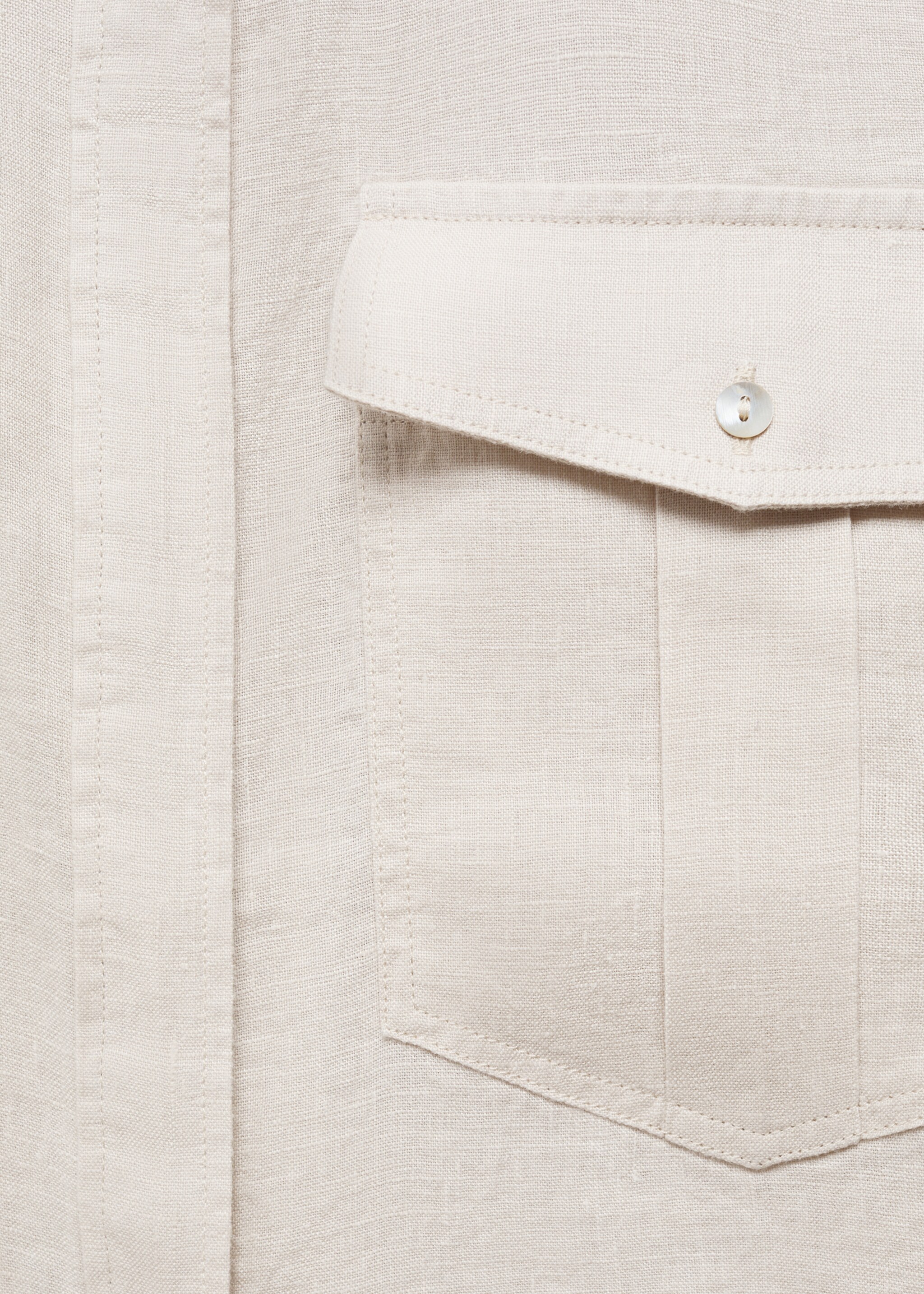Pocket linen shirt - Details of the article 8, Sand. Ref: 87177110-00.