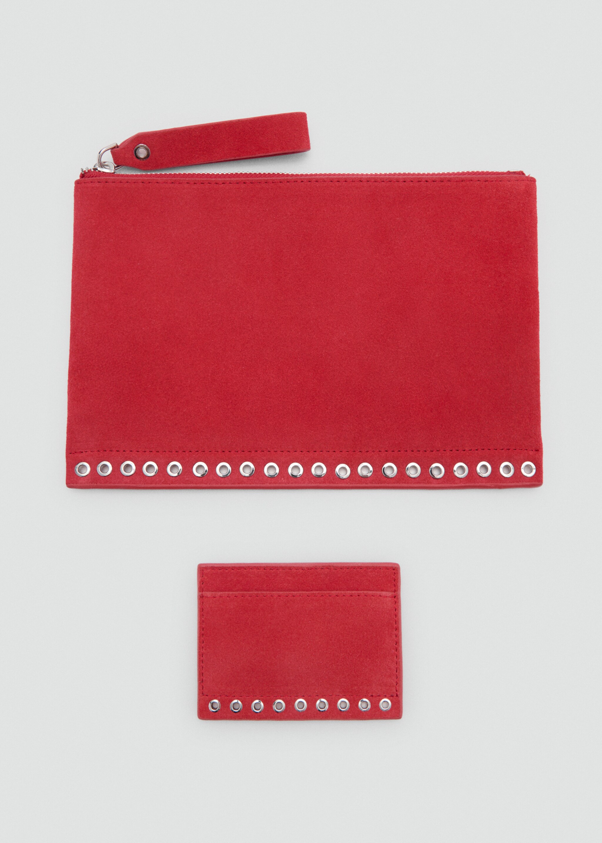 Suede die-cut card holder - Details of the article 2, Red. Ref: 87184087-00.