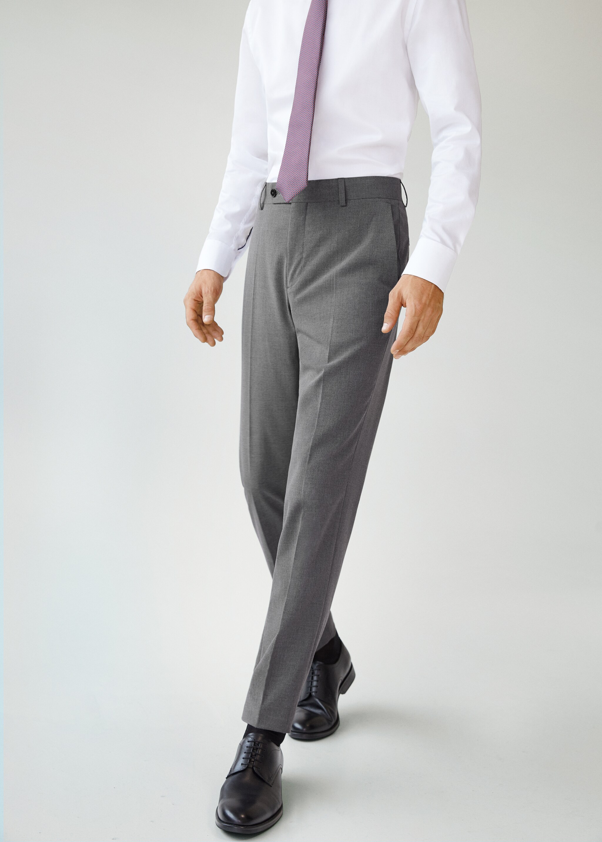 Oblekové kalhoty slim fit s mikro strukturou - Náhled ve středové rovině