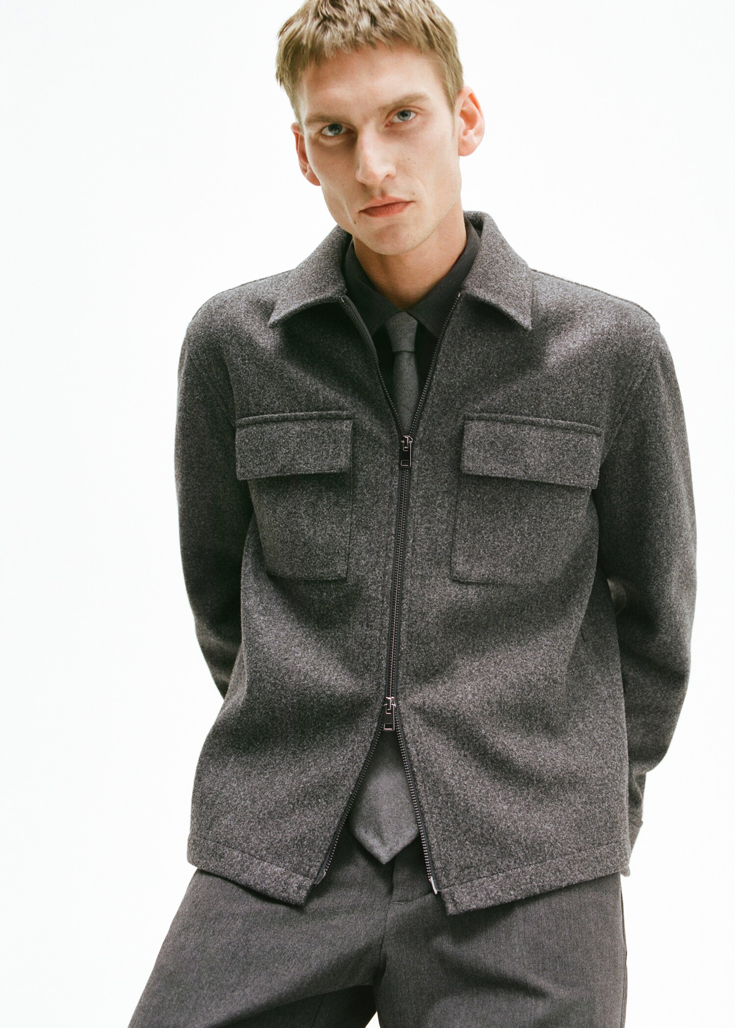 Regular-fit flannel jacket with pockets - Details of the article 3