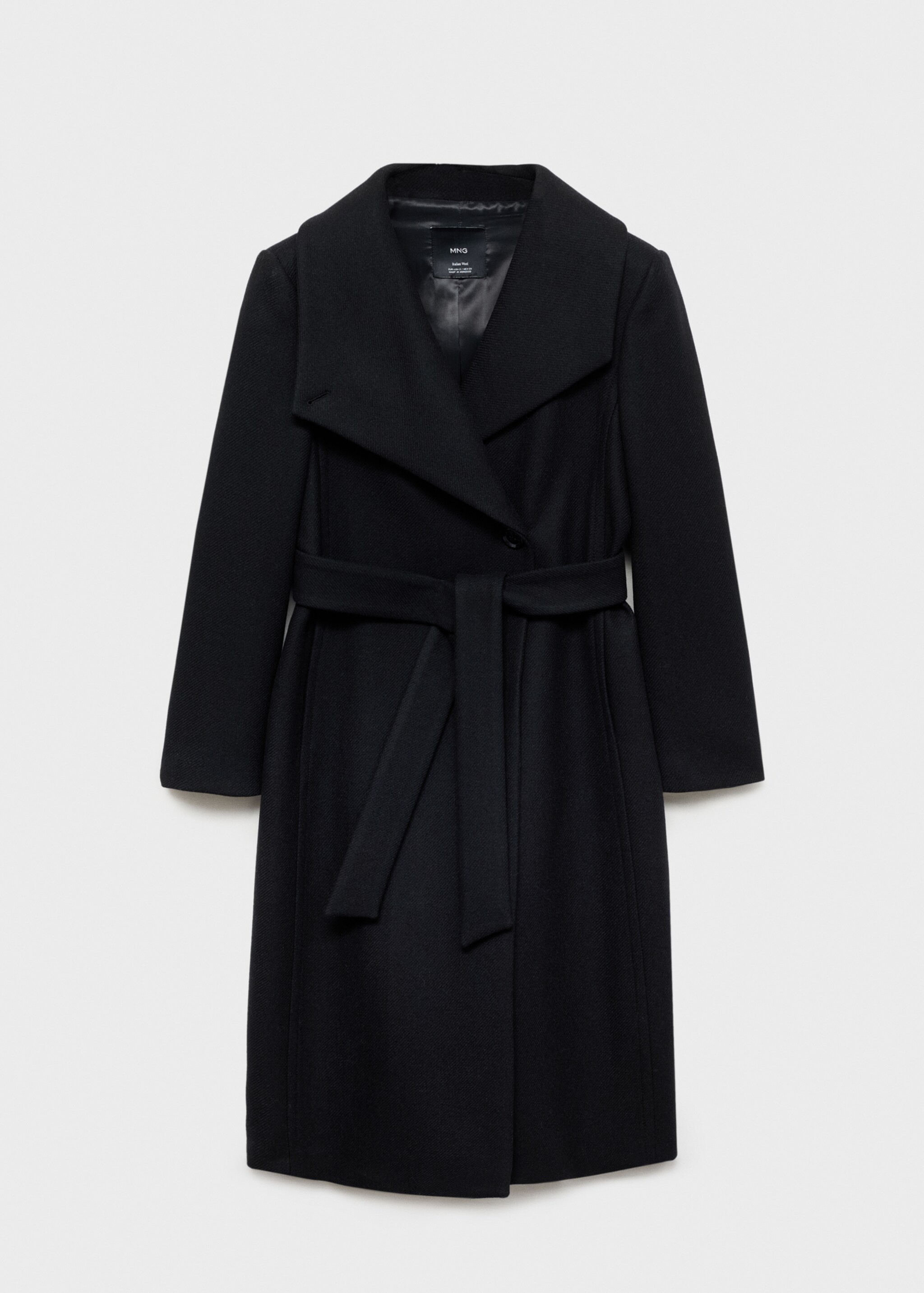 Παλτό μαλλί ζώνη - Προϊόν χωρίς μοντέλο, Μαύρο. Ref: 87990449-00.
