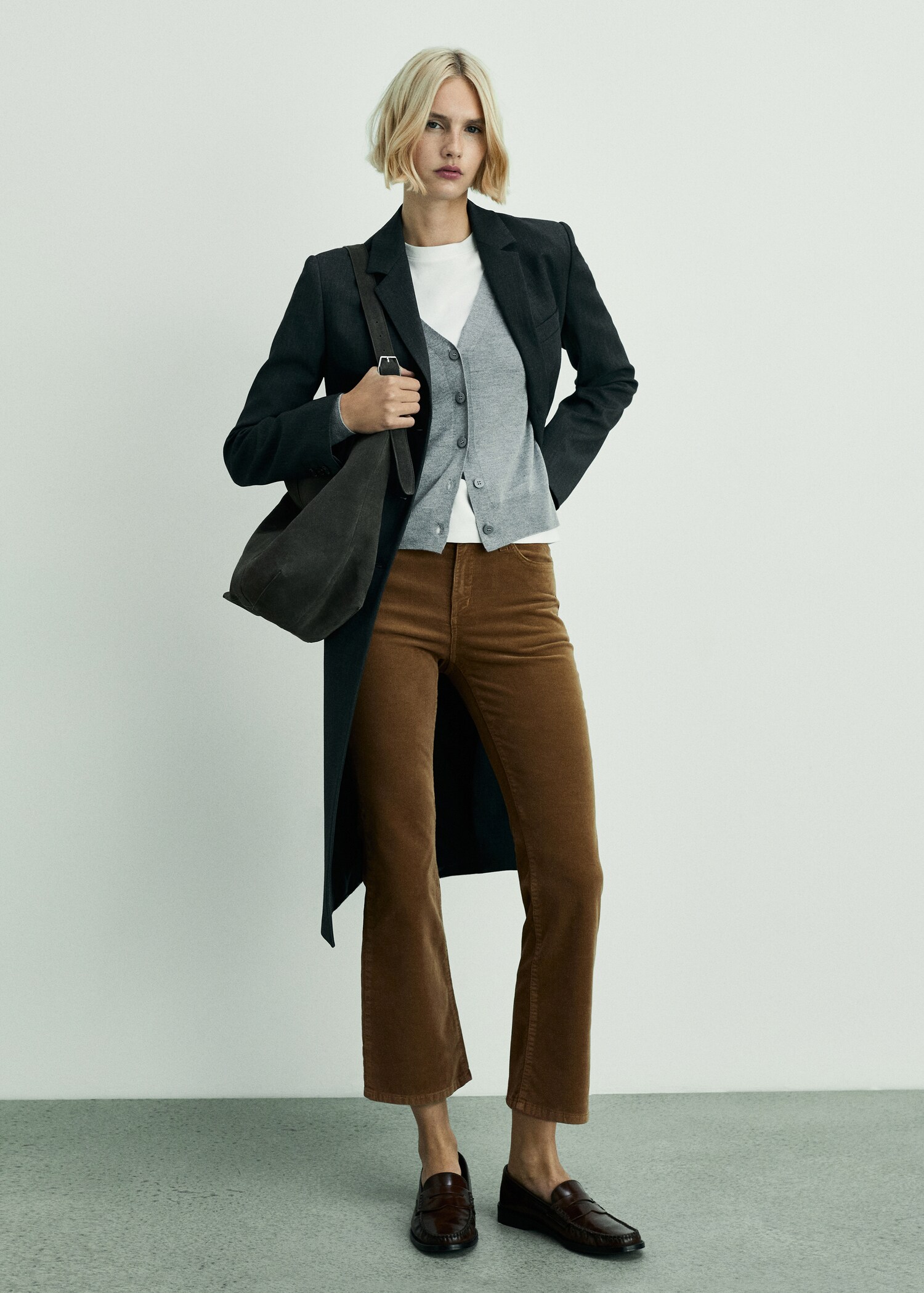 Sienna flared cropped corduroy trousers - General plane
