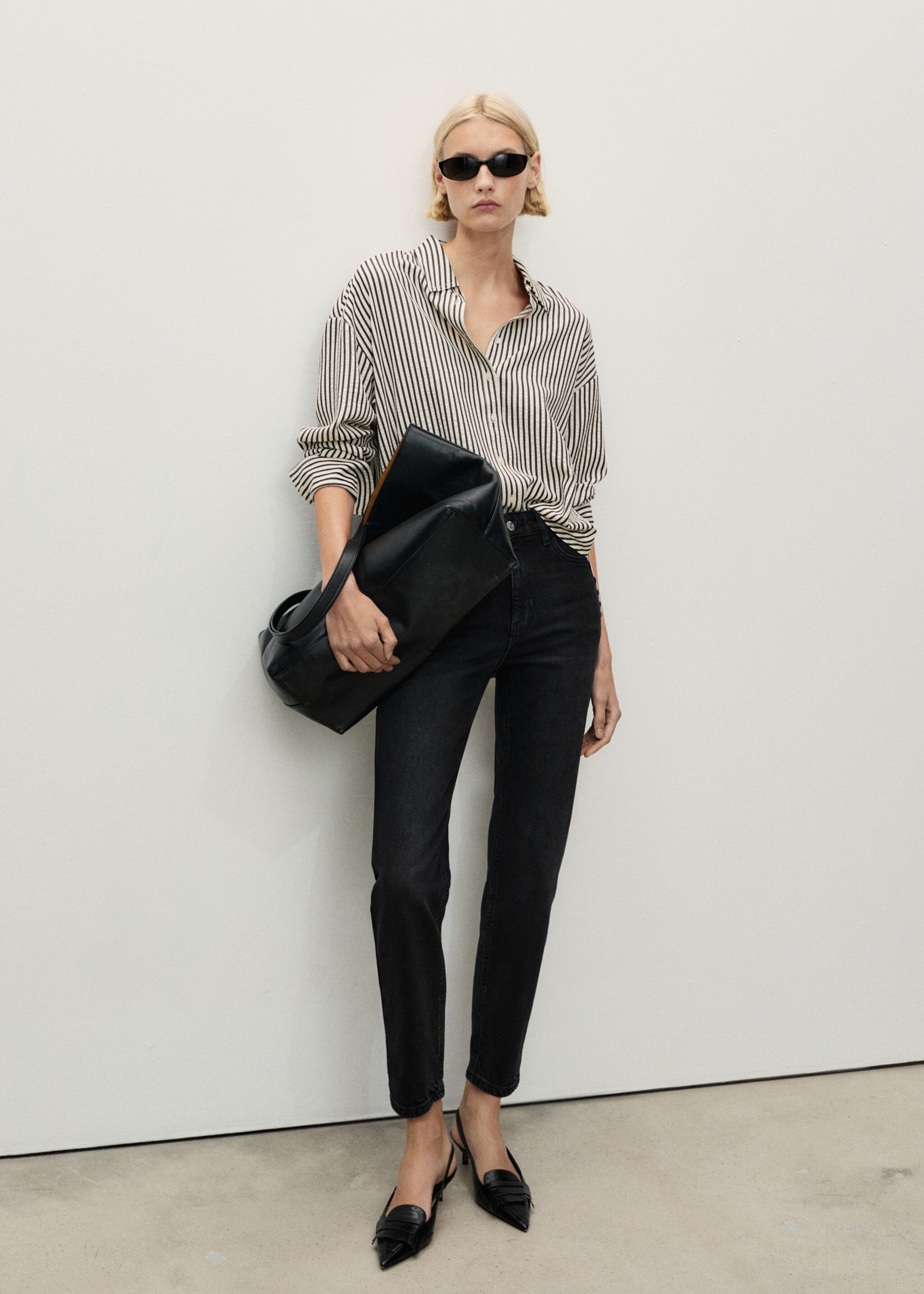 Newmom comfort high-rise jeans - General plane, Black denim. Ref: 87000290-00.