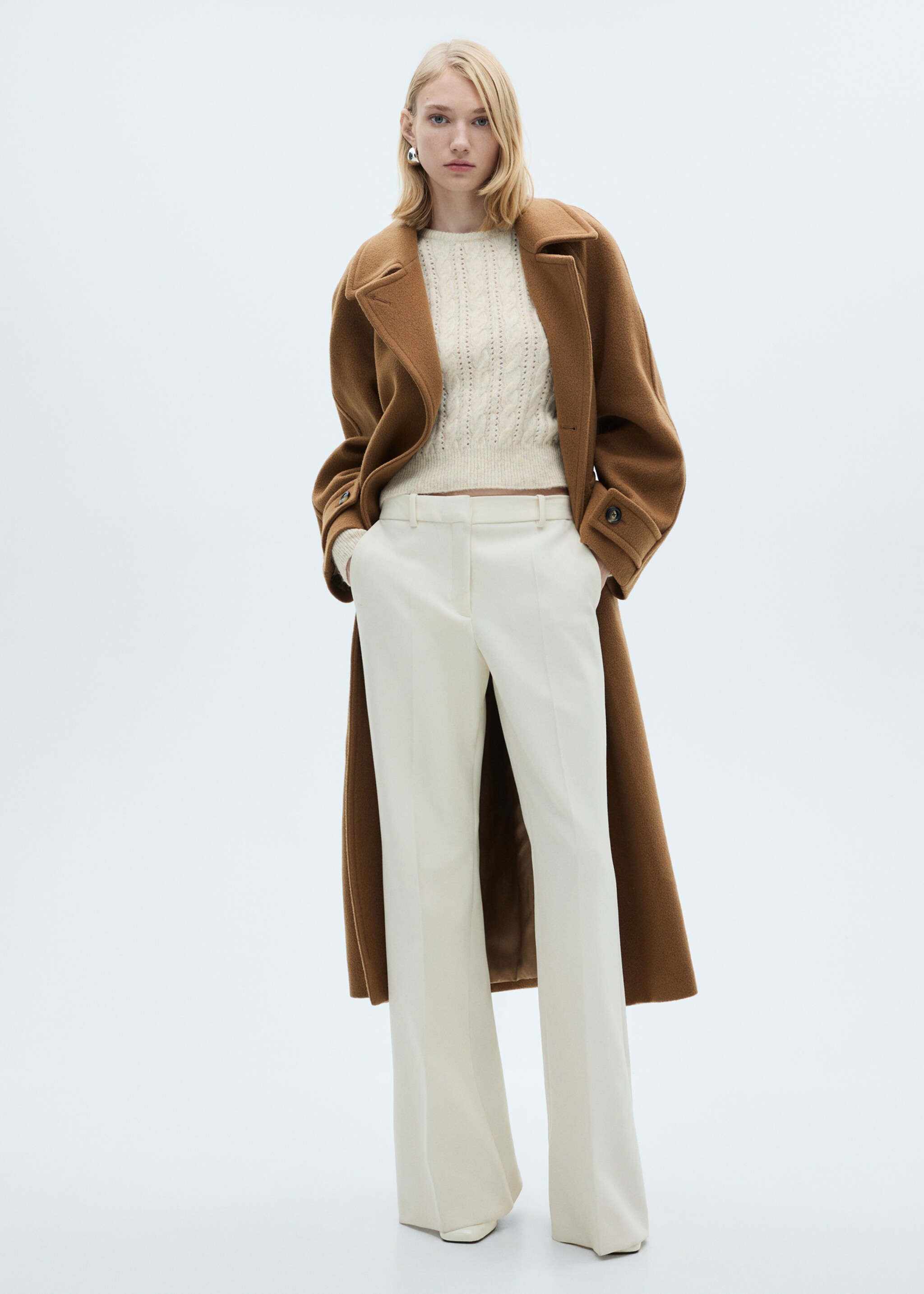 Braided sweater with lace accents - General plane, Ecru. Ref: 87000365-00.