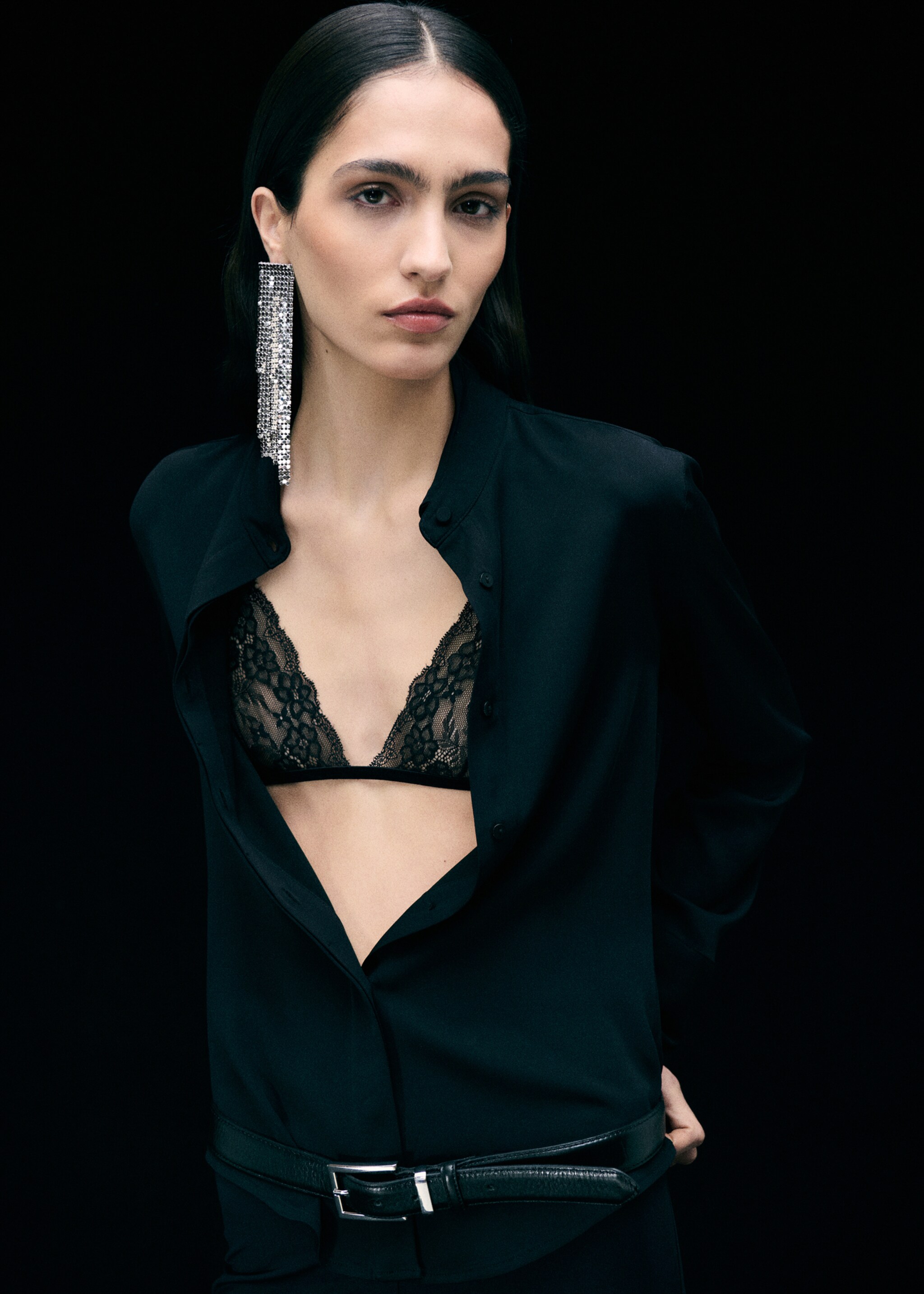 Glitzer-Wasserfall-Ohrringe - Allgemeine Ansicht, Silber. Ref: 87000452-00.