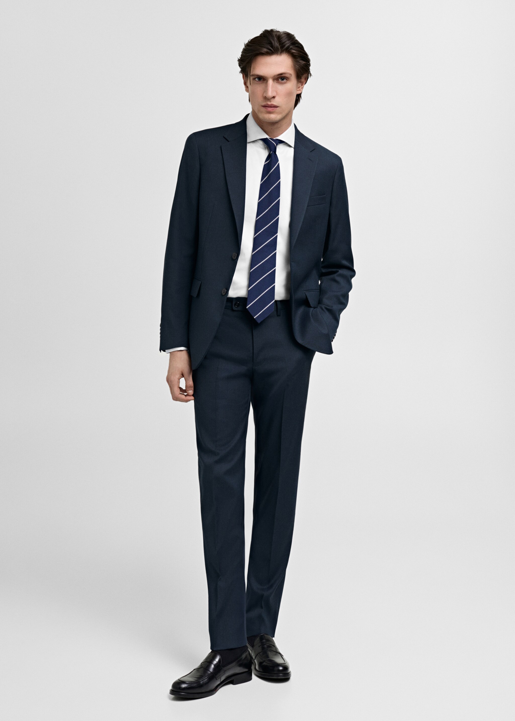 Milan slim-fit suit trousers - General plane, Dark Navy. Ref: 87000593-00.