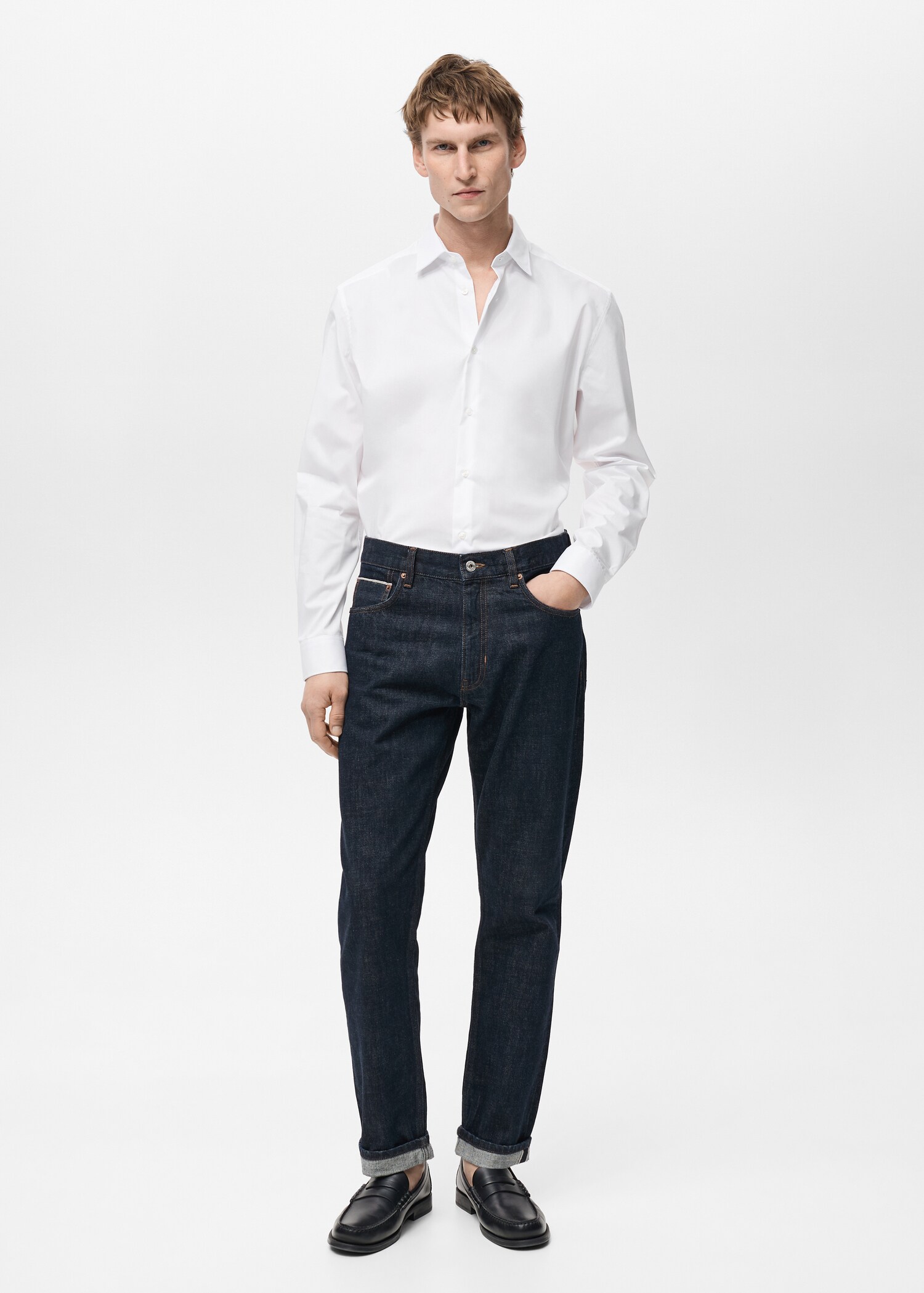 Regular Fit-Hemd aus Stretch-Baumwolle - Allgemeine Ansicht