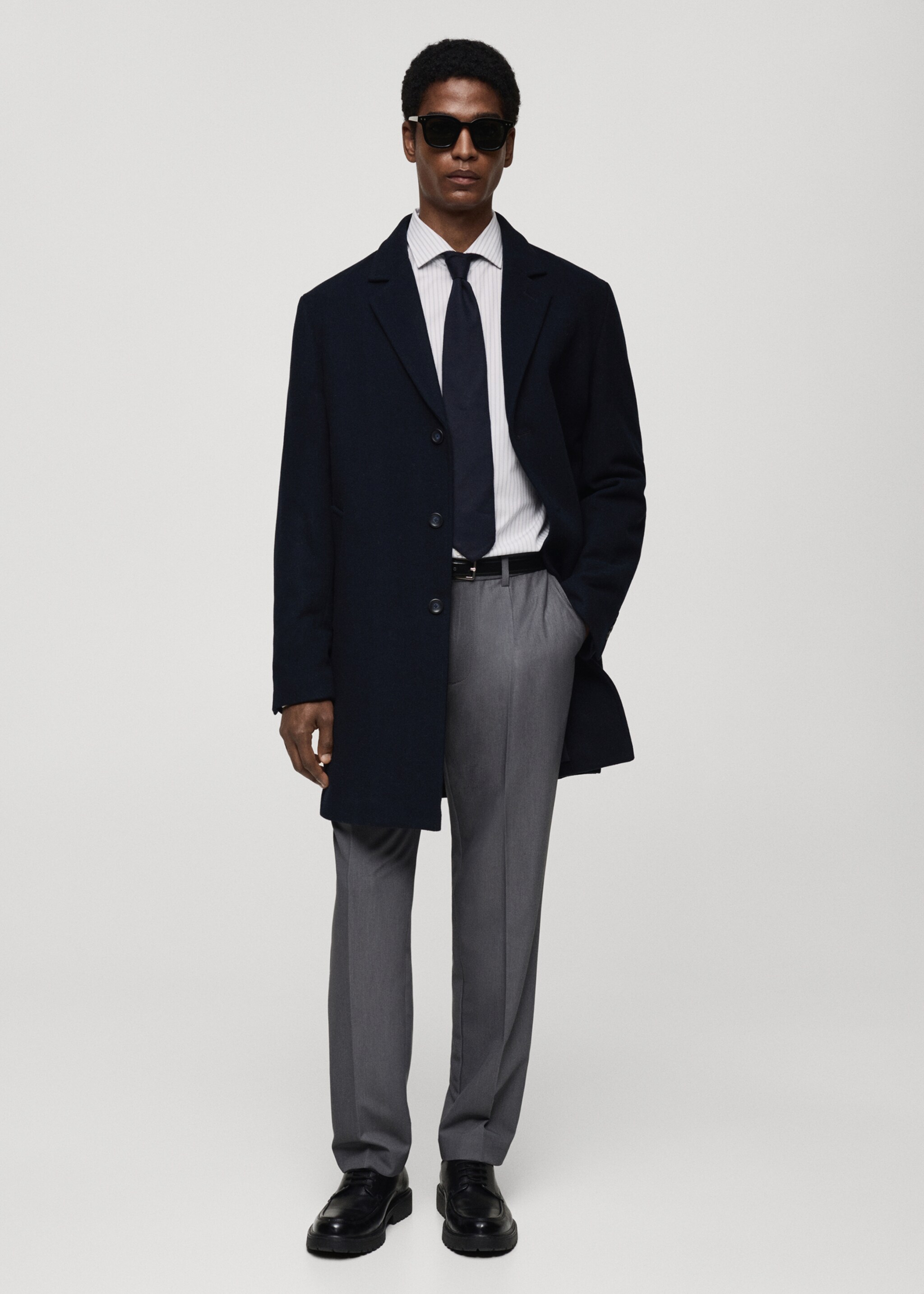 Bavlněná košile slim fit s proužky - Celkový náhled, Bílá. Ref: 87000607-00.