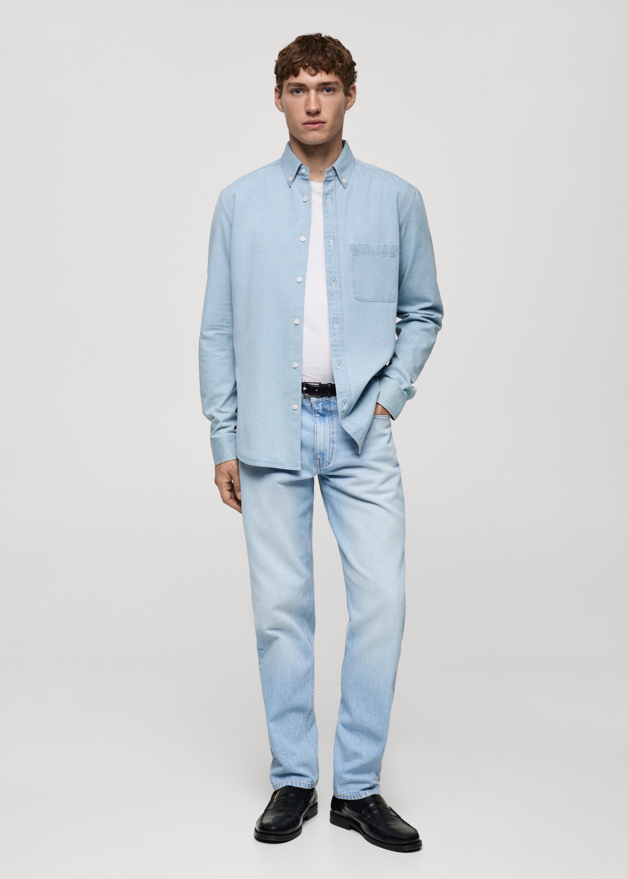 100% cotton denim shirt - General plane, Light Blue. Ref: 87000609-00.
