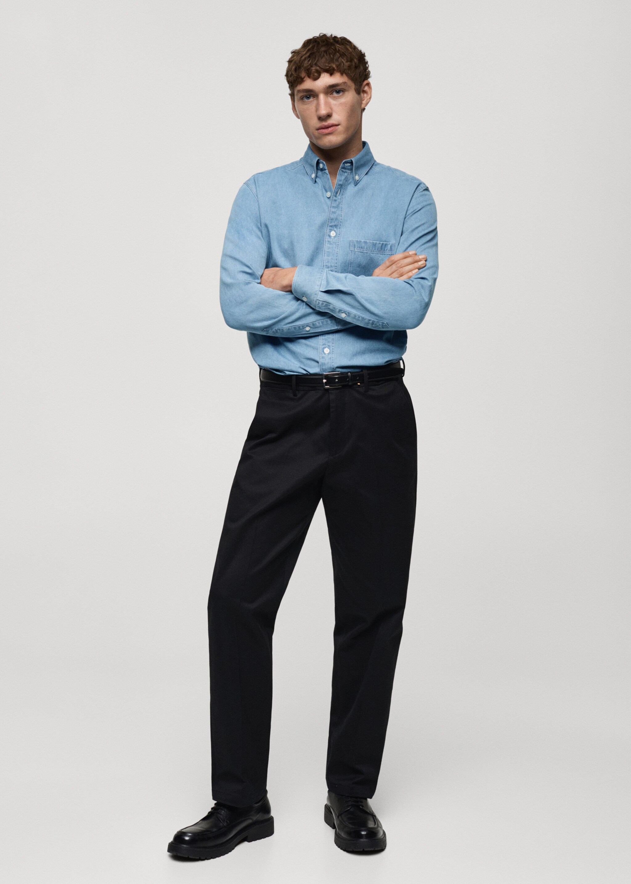 100% cotton denim shirt - General plane, Medium Blue. Ref: 87000609-00.