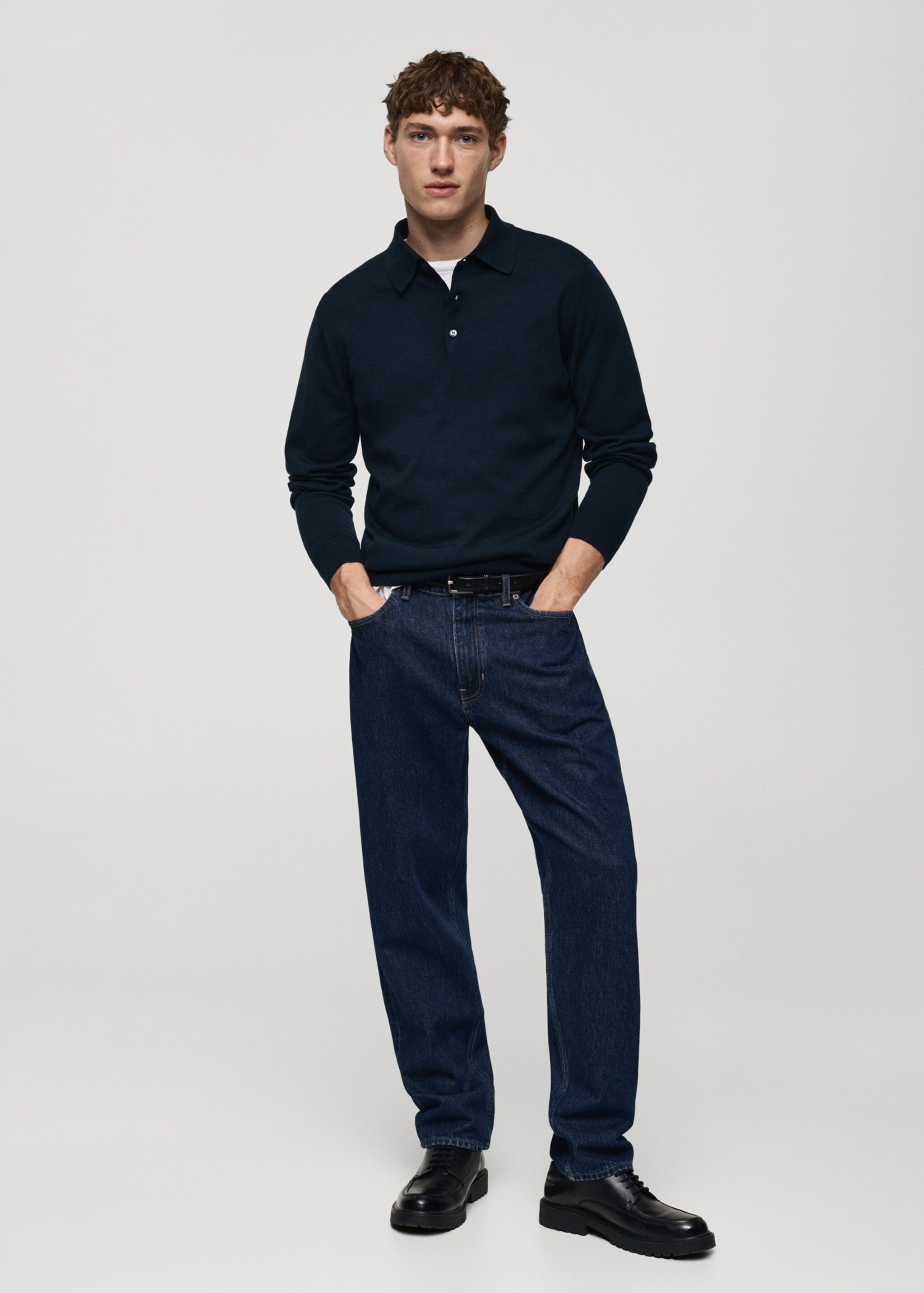 100% merino wool polo sweater - General plane, Dark Navy. Ref: 87000618-00.