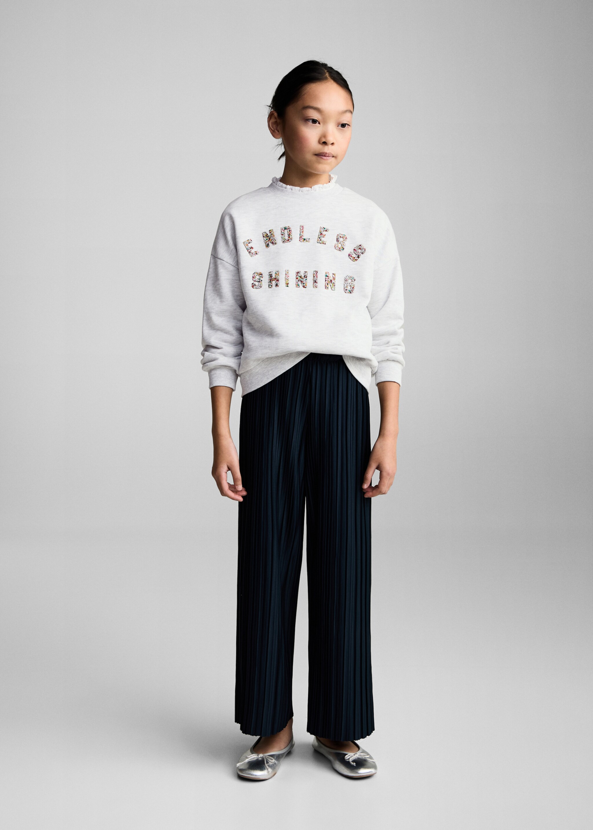 Sudadera mensaje relieve - Plano general, Gris claro vigoré. Ref: 87000646-00.