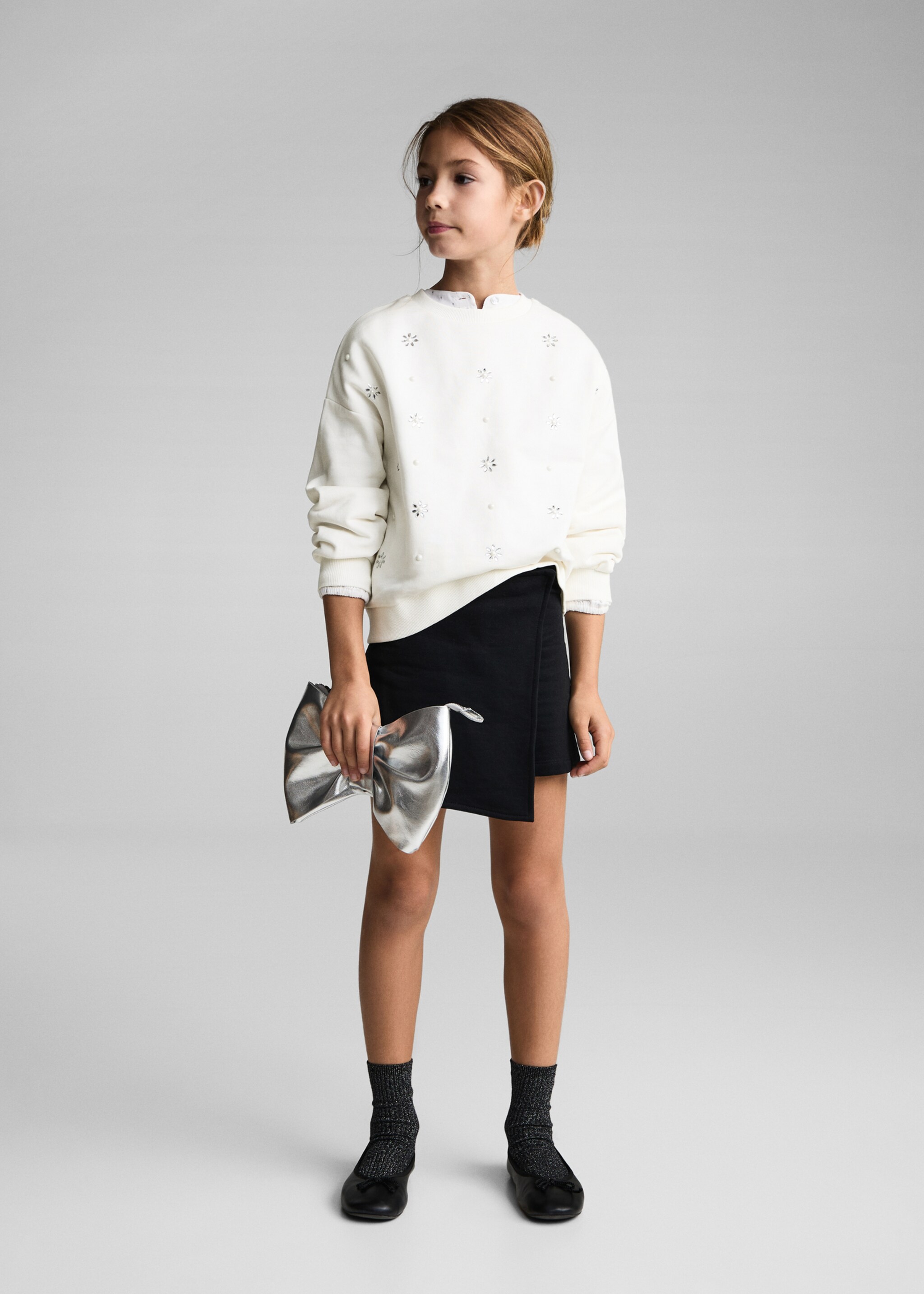 Φούτερ floral πούλιες - Γενικό πλάνο, Υπόλευκο. Ref: 87000647-00.