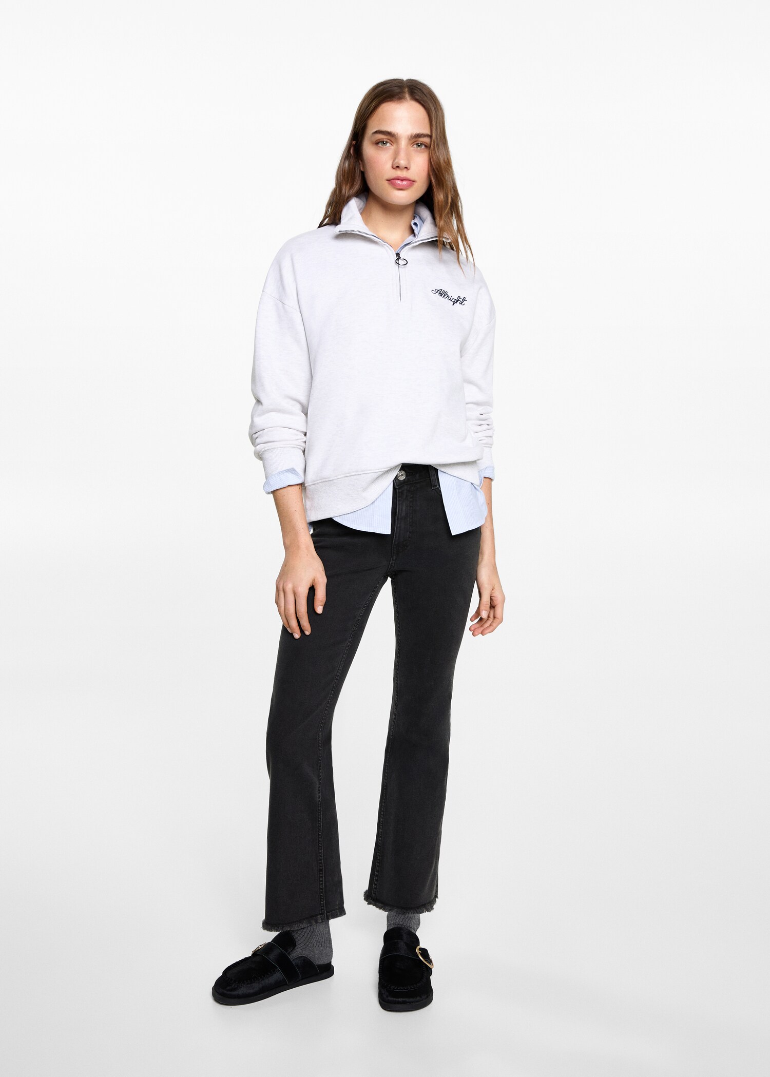 Crop flared jeans - General plane