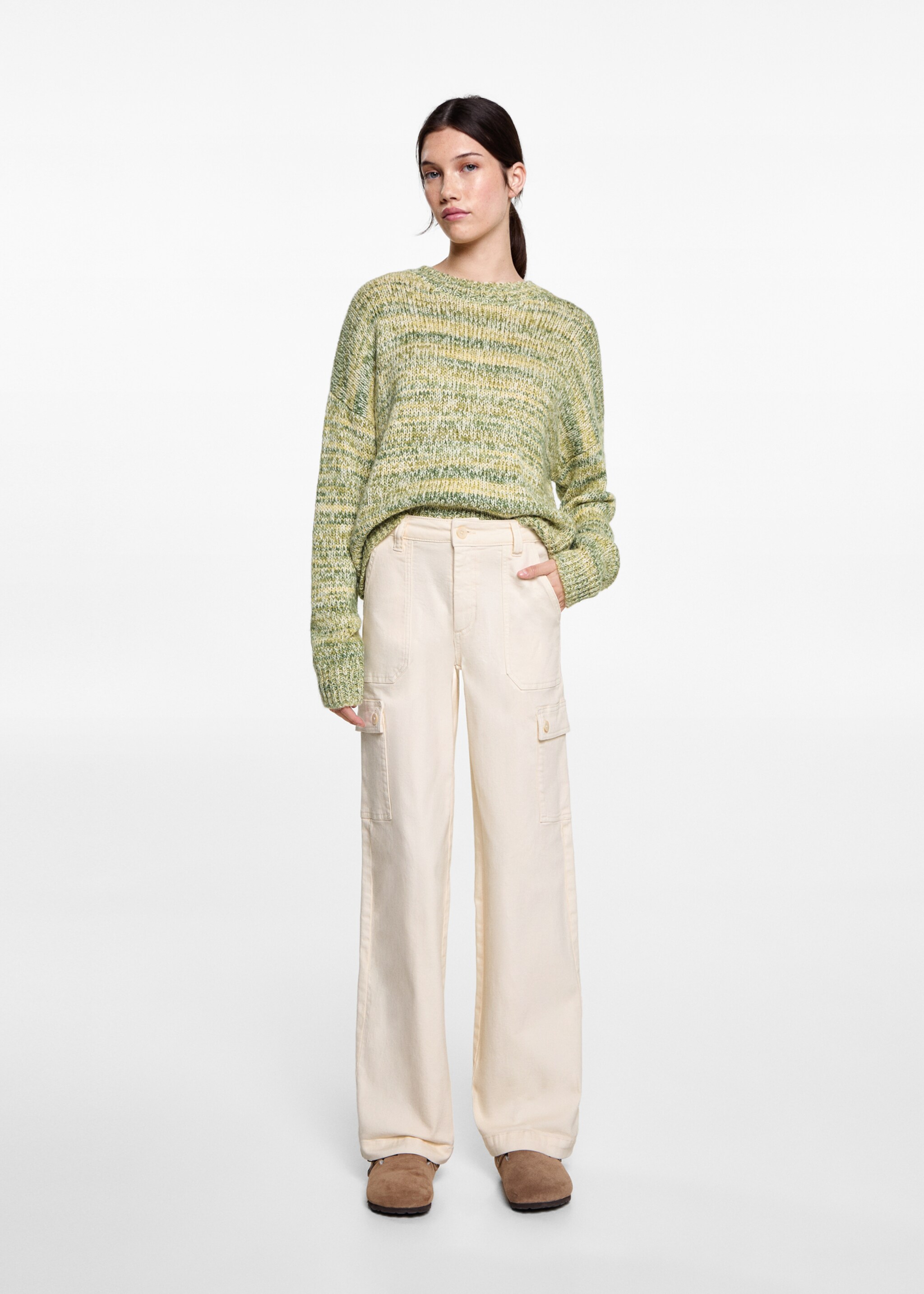 Culotte-Jeans mit Taschen - Allgemeine Ansicht, Ecru. Ref: 87001090-00.