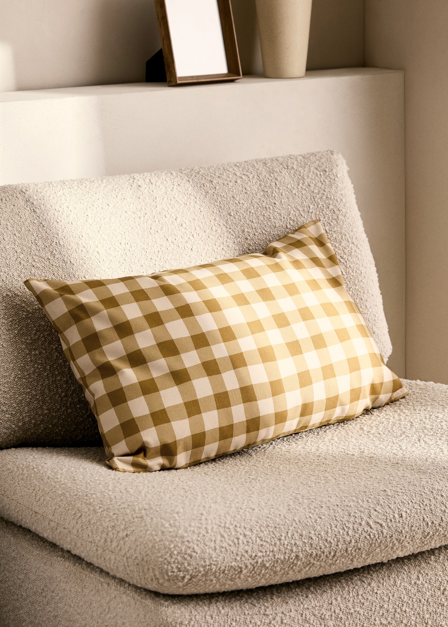 Cotton gingham check cushion cover 40x60 cm - General plane