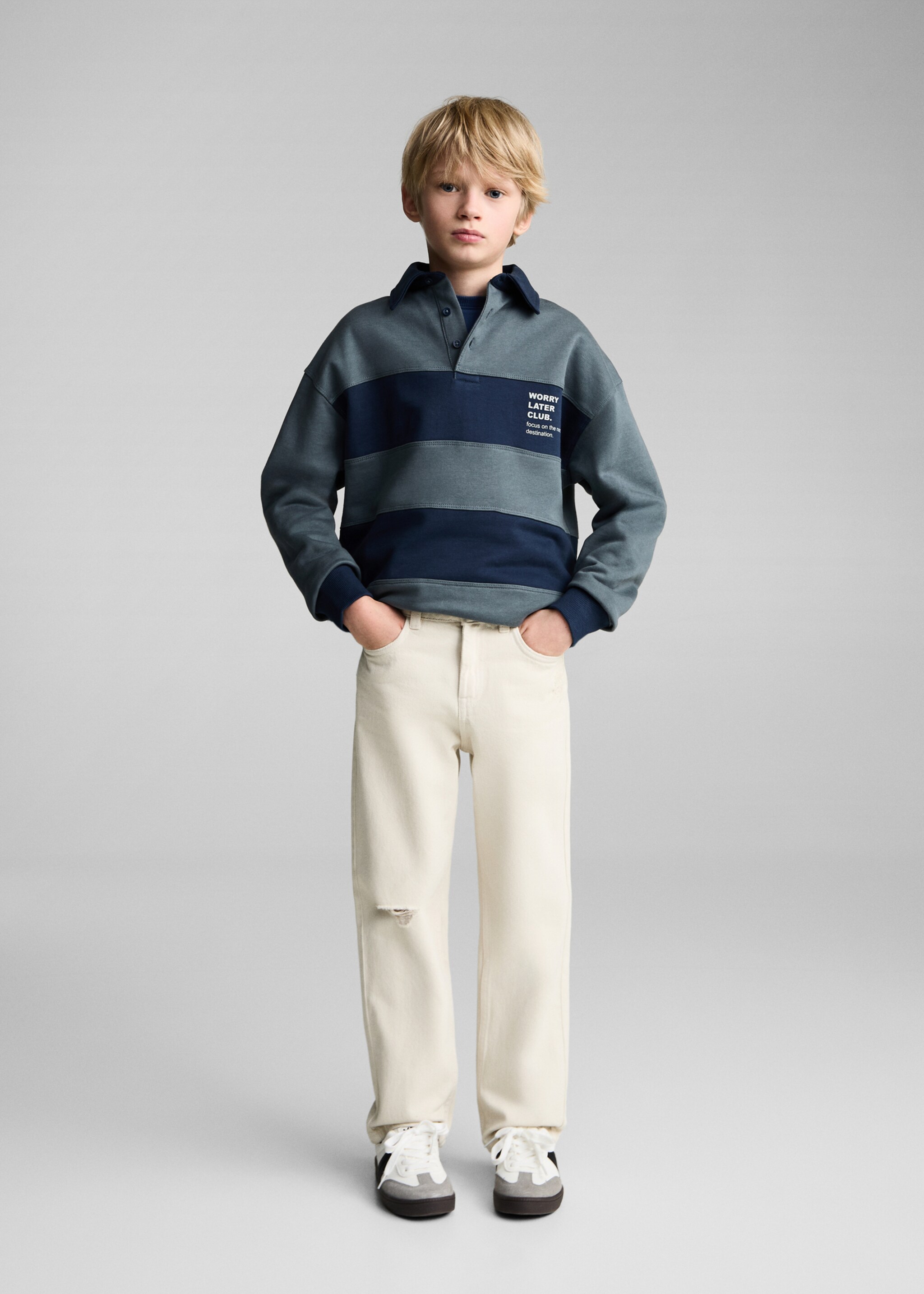 Ripped straight jeans - General plane, Sand. Ref: 87002901-00.