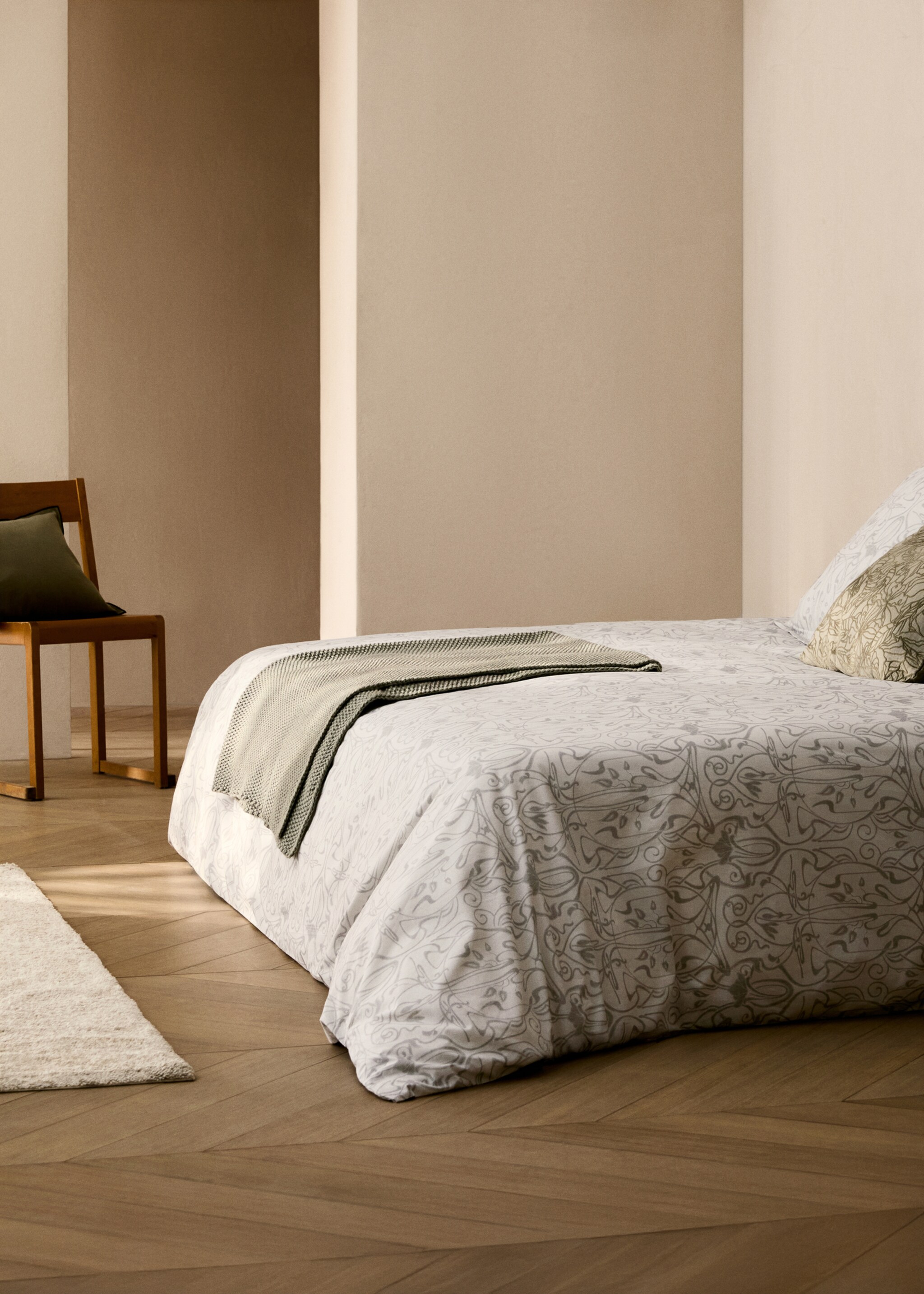 Funda nórdica algodón percal estampado ornamental cama 180/200 cm - Plano general, Gris claro/pastel. Ref: 87002945-00.