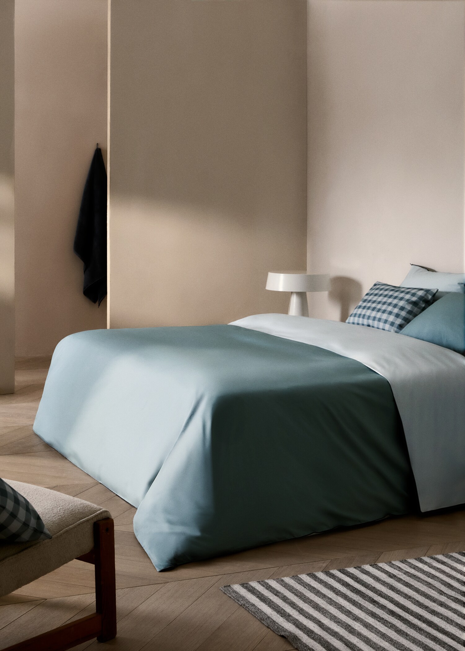 Reversible percale cotton duvet cover Single bed - General plane