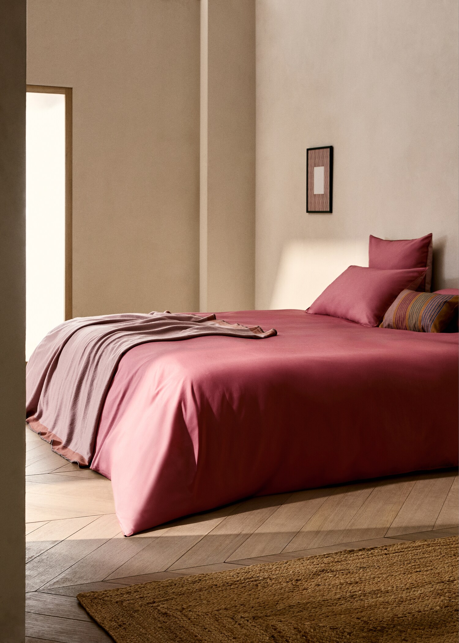 Reversible percale cotton duvet cover Single bed - General plane