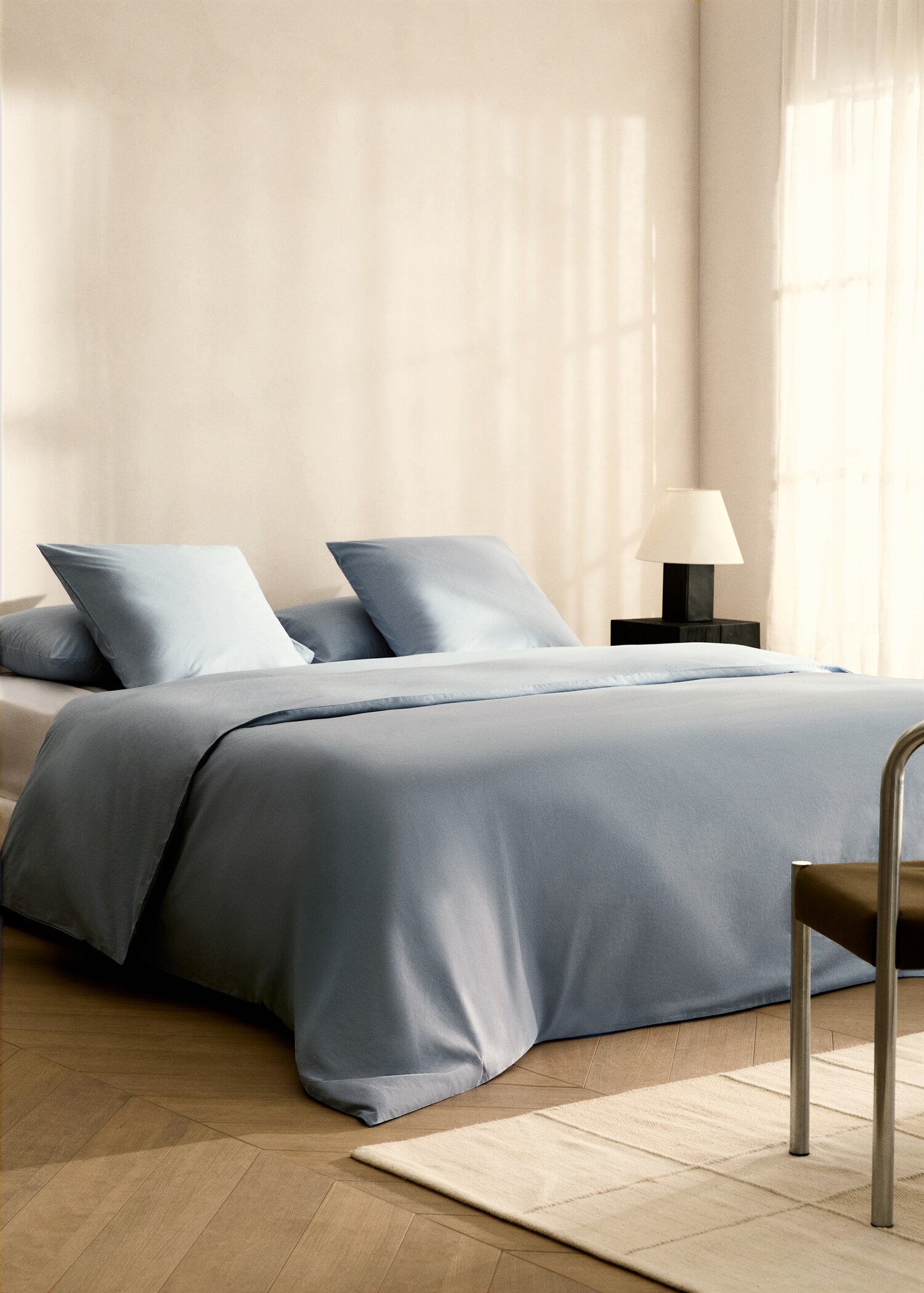 Percale cotton duvet cover Superking bed - General plane