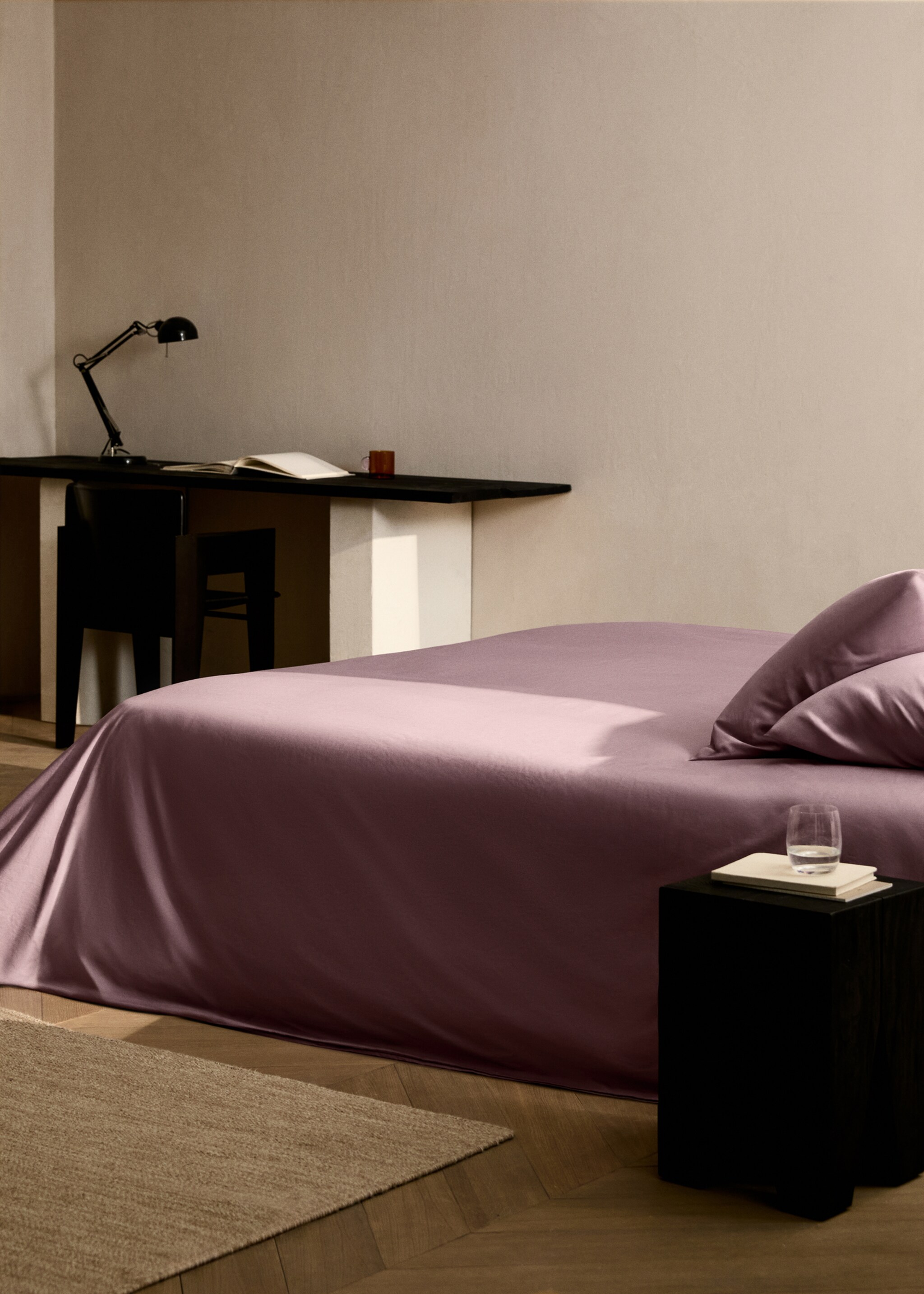 Percale cotton duvet cover Superking bed - General plane, Pink. Ref: 87002978-00.