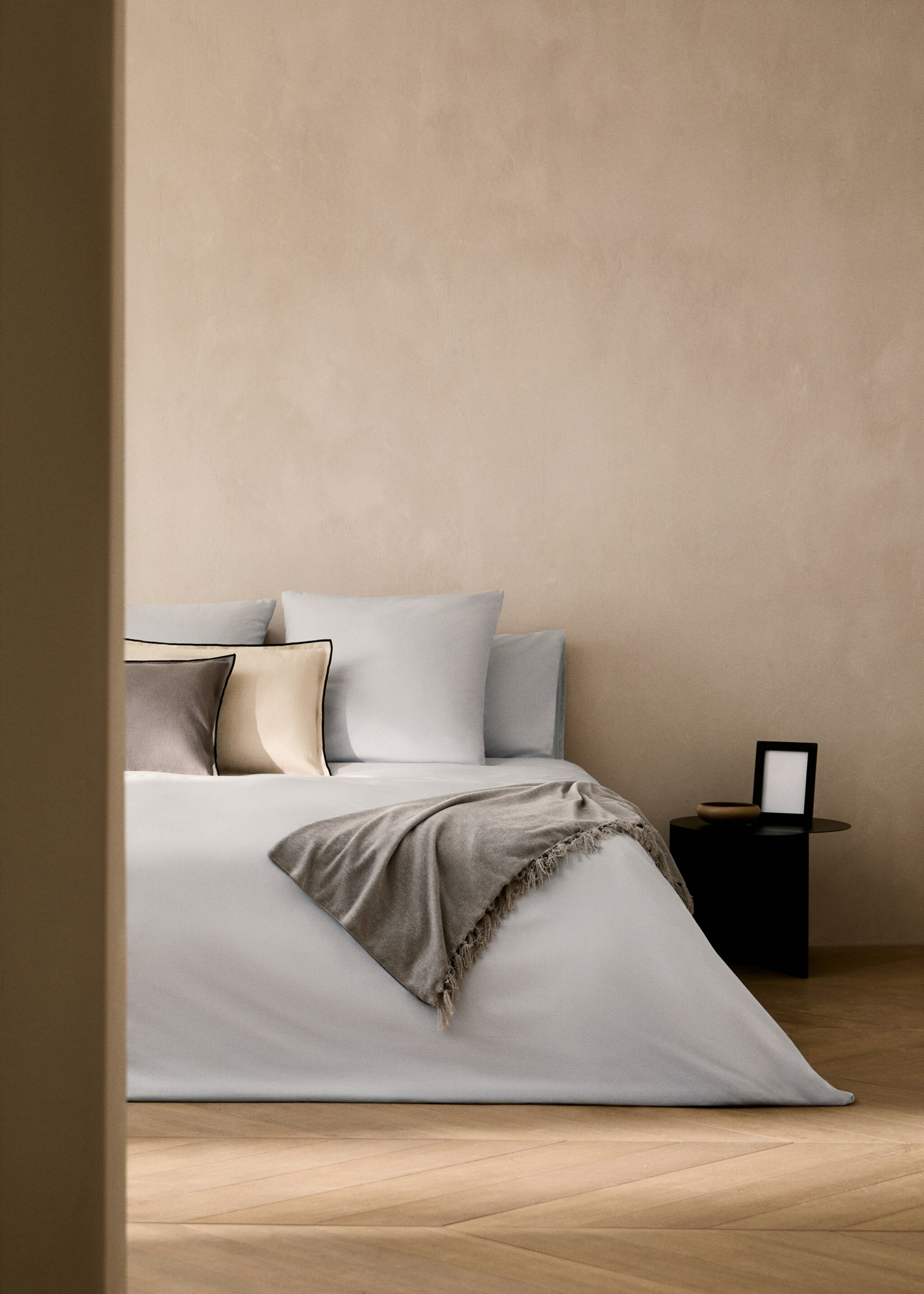 Percale cotton duvet cover Superking bed - General plane, Light/Pastel Grey. Ref: 87002978-00.