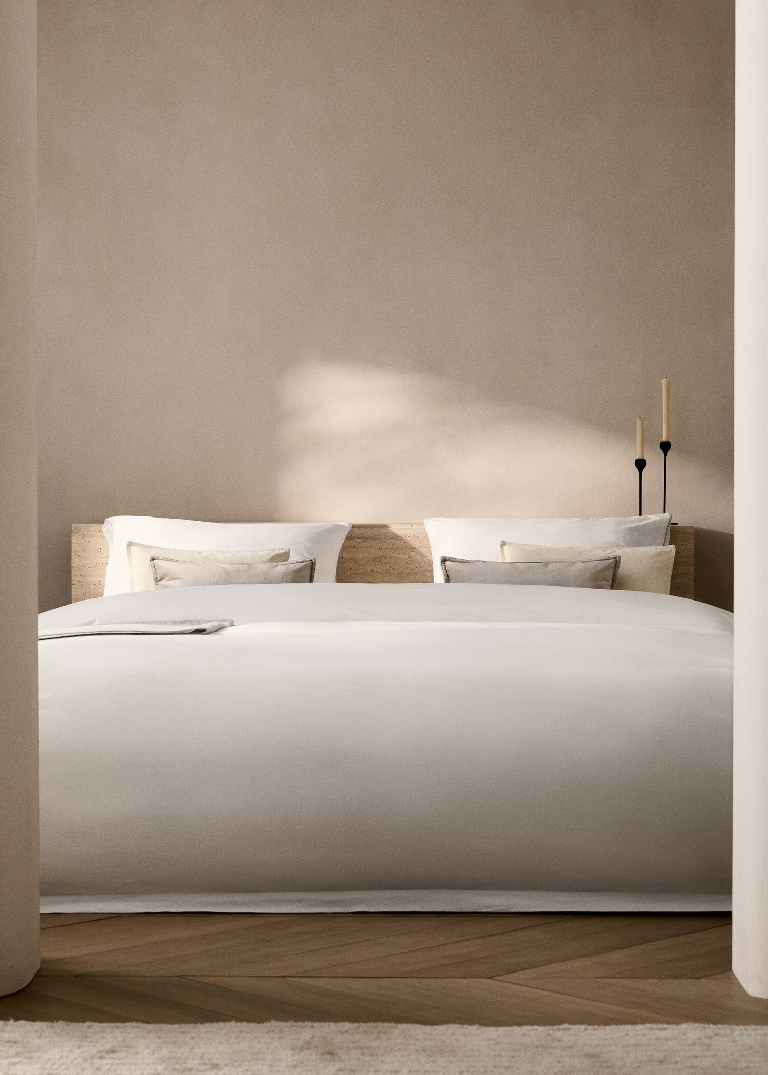 Percale cotton duvet cover with overlock Queen bed - General plane