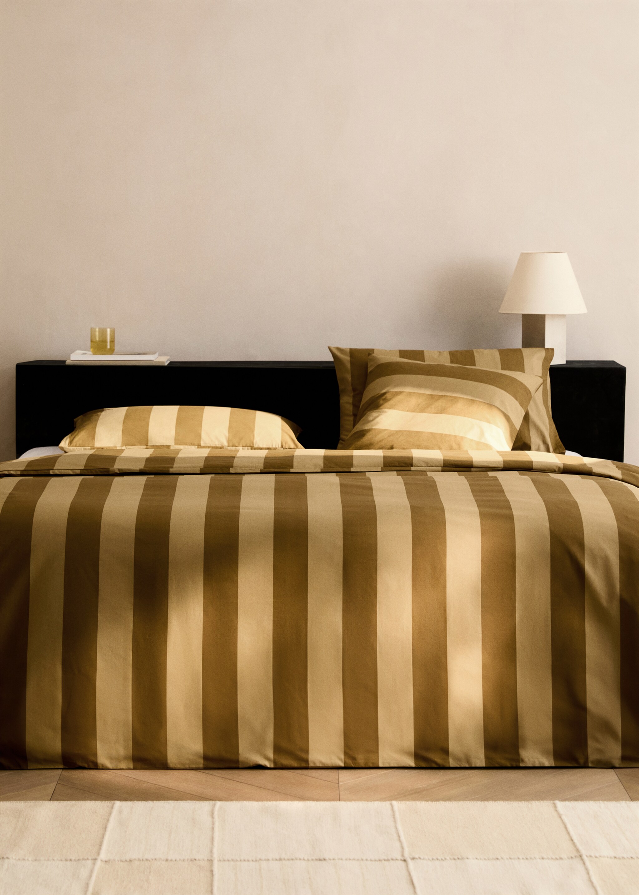 500 threads cotton percale striped duvet cover Single bed - General plane, Green. Ref: 87002991-00.