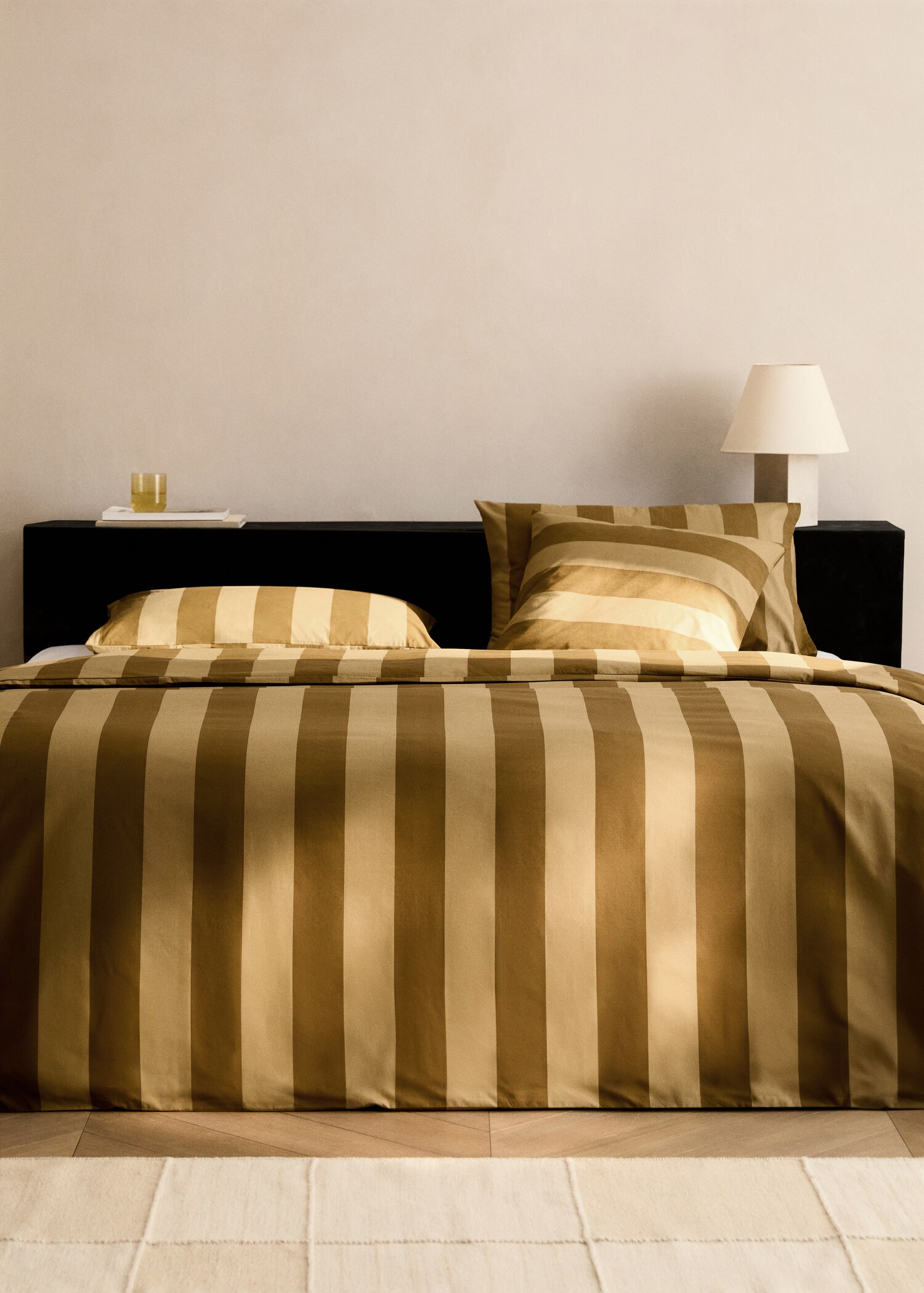 500 threads cotton percale striped duvet cover Single bed - General plane