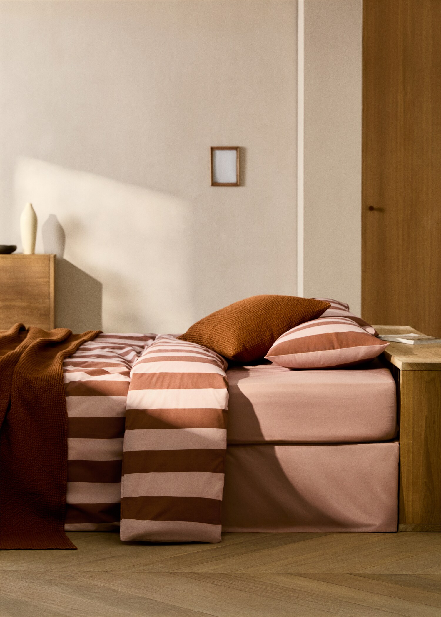 Gestreept dekbedovertrek van percal katoen bed 150/160 cm - Overzichtstekening