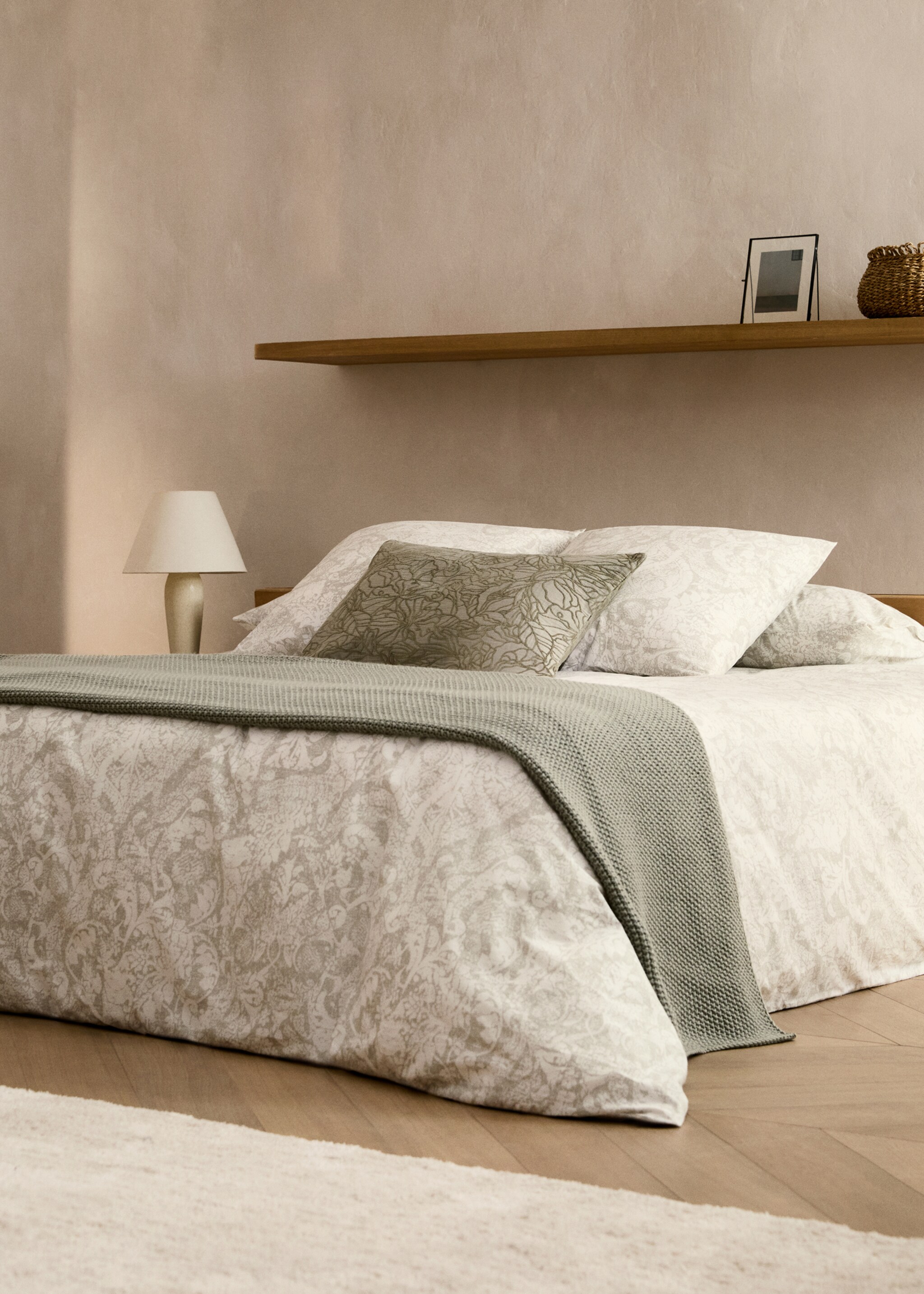 Paisley-print cotton duvet cover Single bed - General plane, Light/Pastel Grey. Ref: 87002999-00.