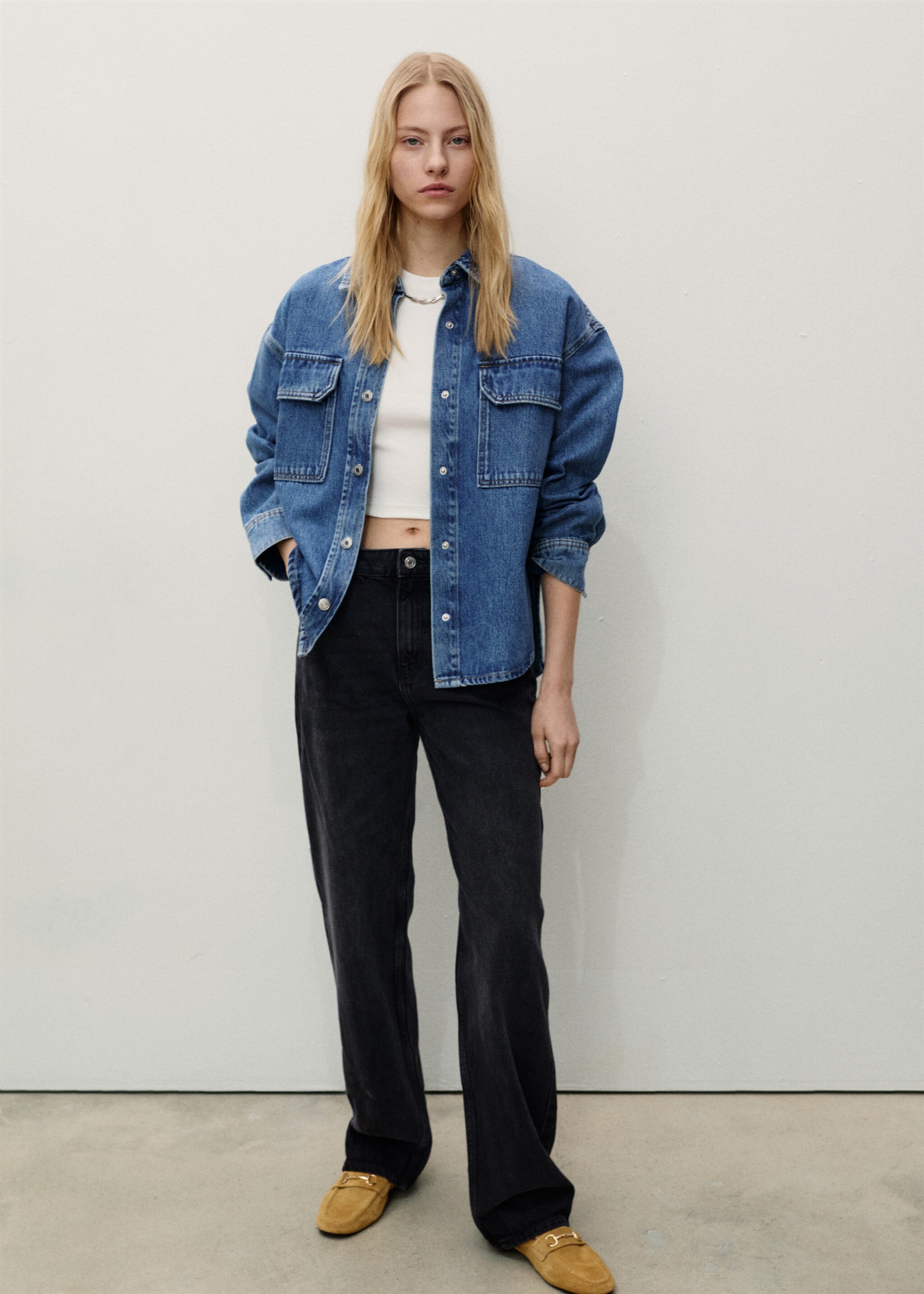 Miami medium-rise straight-fit jeans - General plane, Black denim. Ref: 87003285-00.