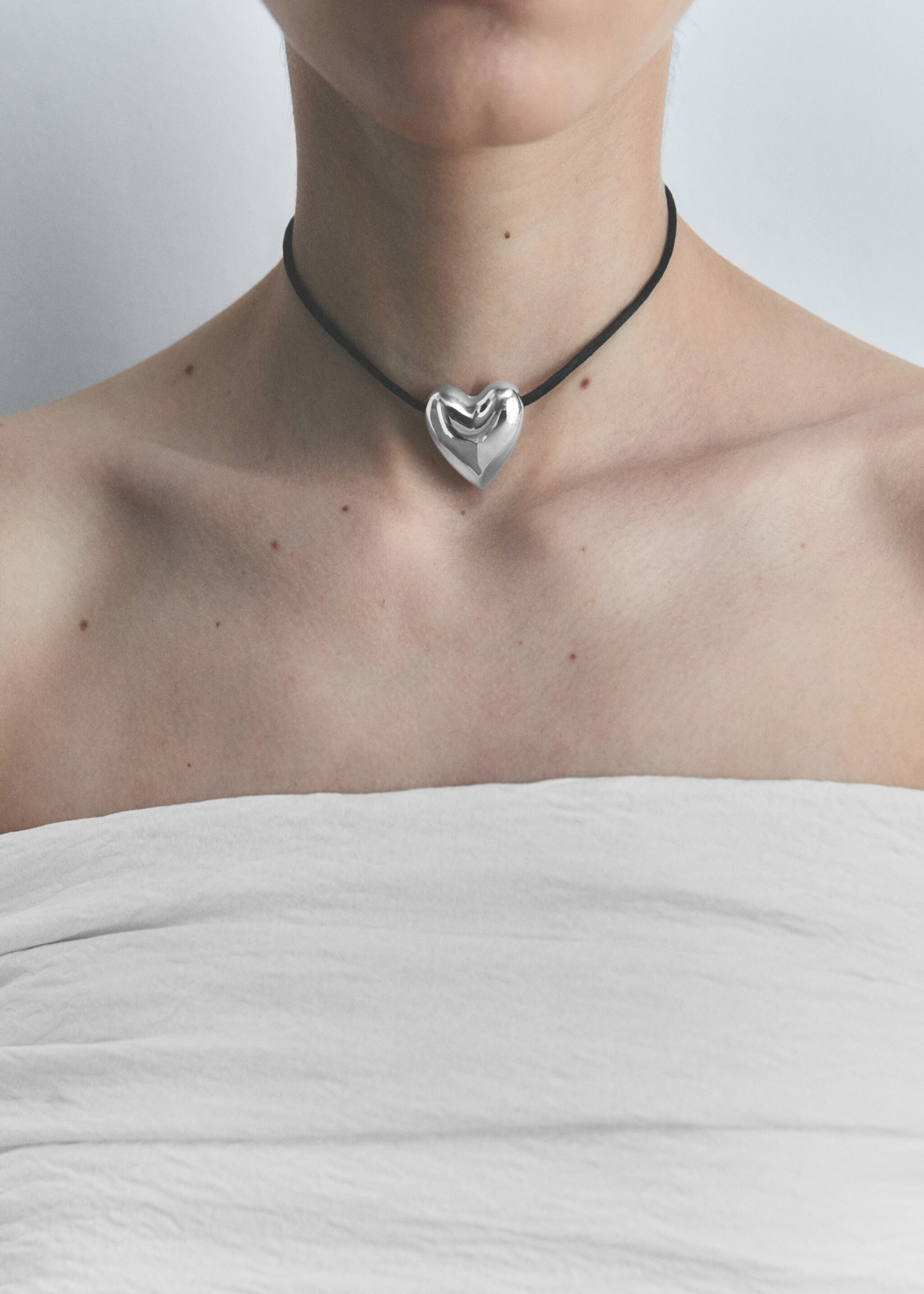 Heart cord necklace - General plane, Silver. Ref: 87003317-00.