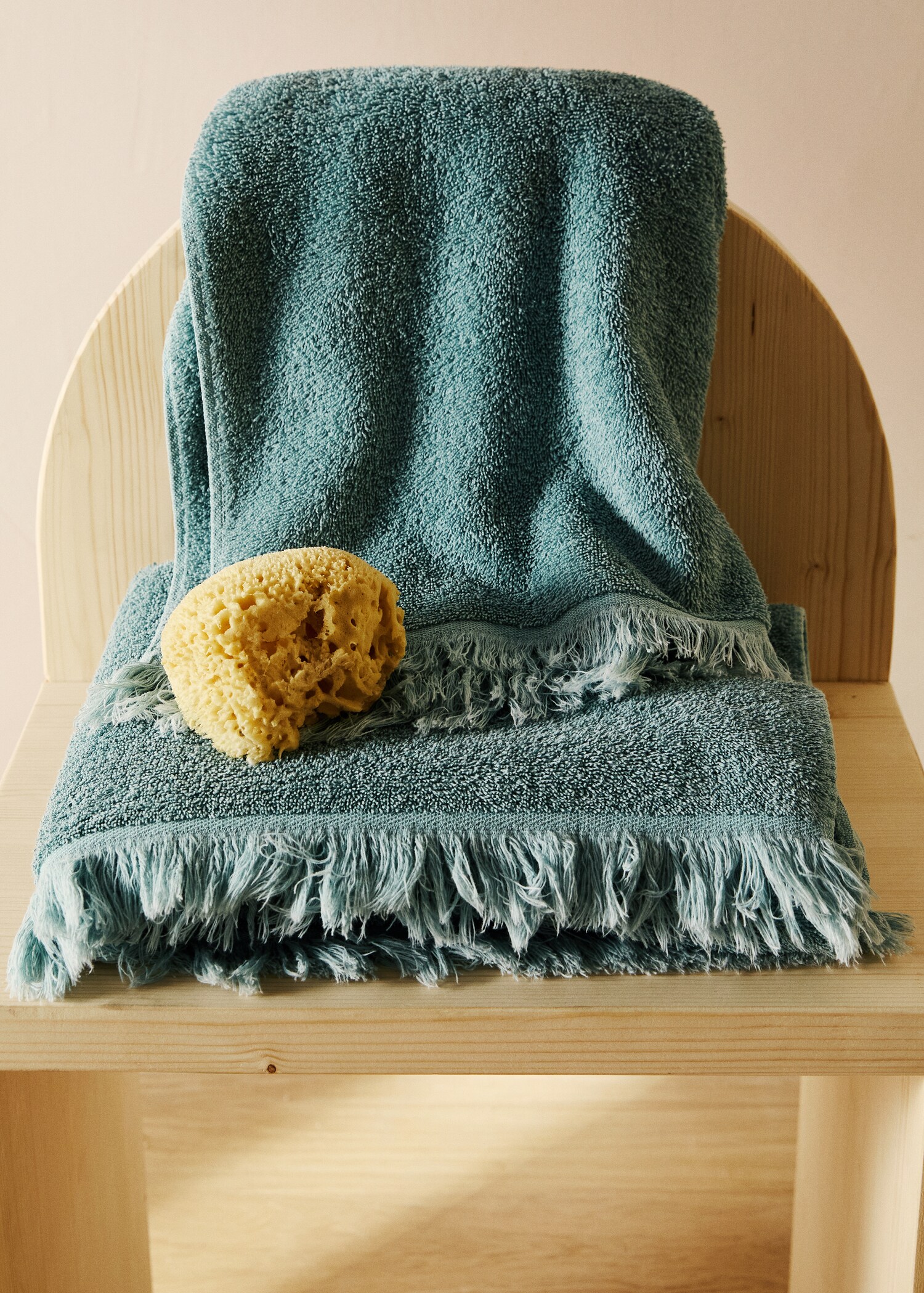 Organic cotton children's washbasin towel with fringes - General plane