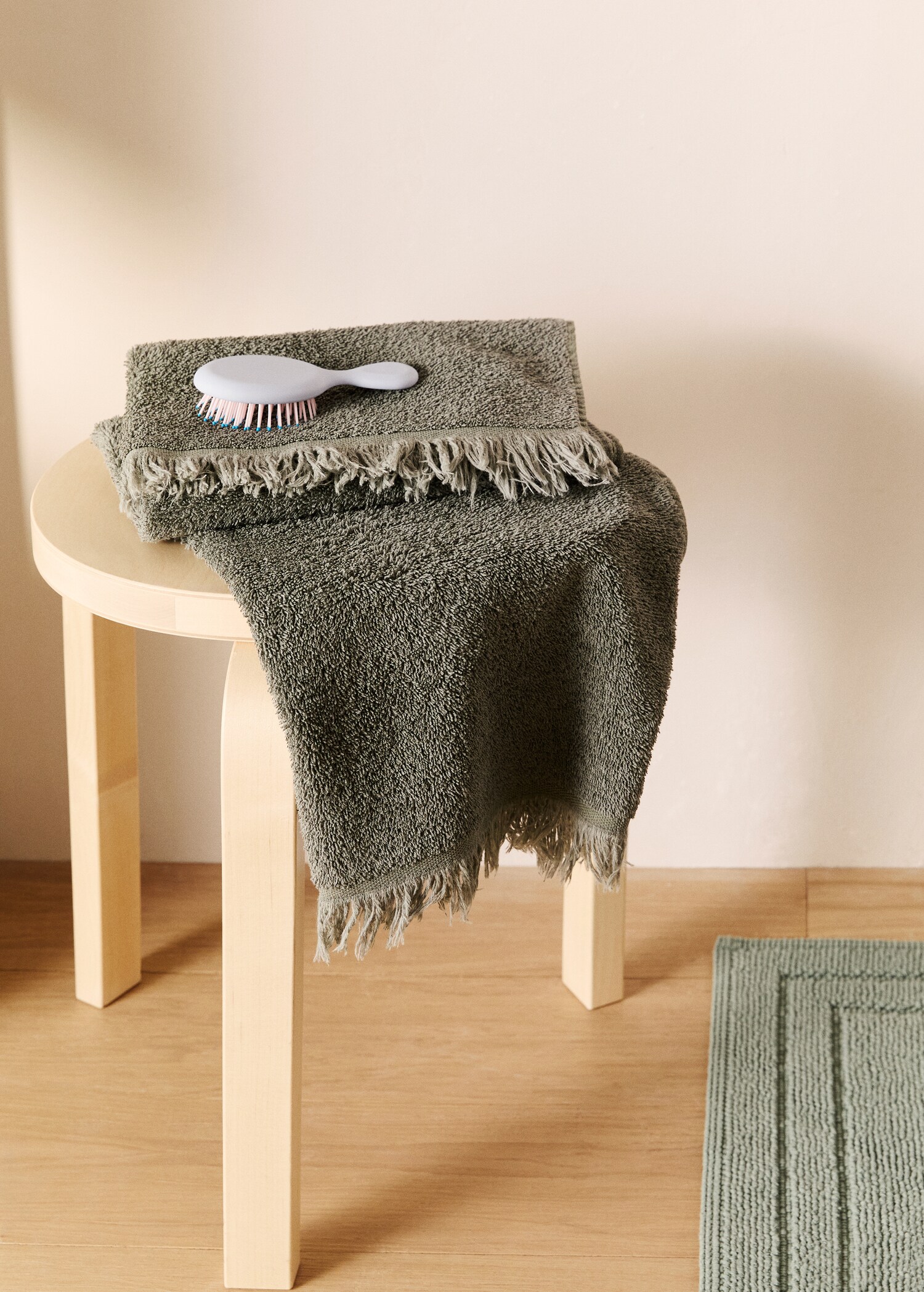 Organic cotton children's washbasin towel with fringes - General plane