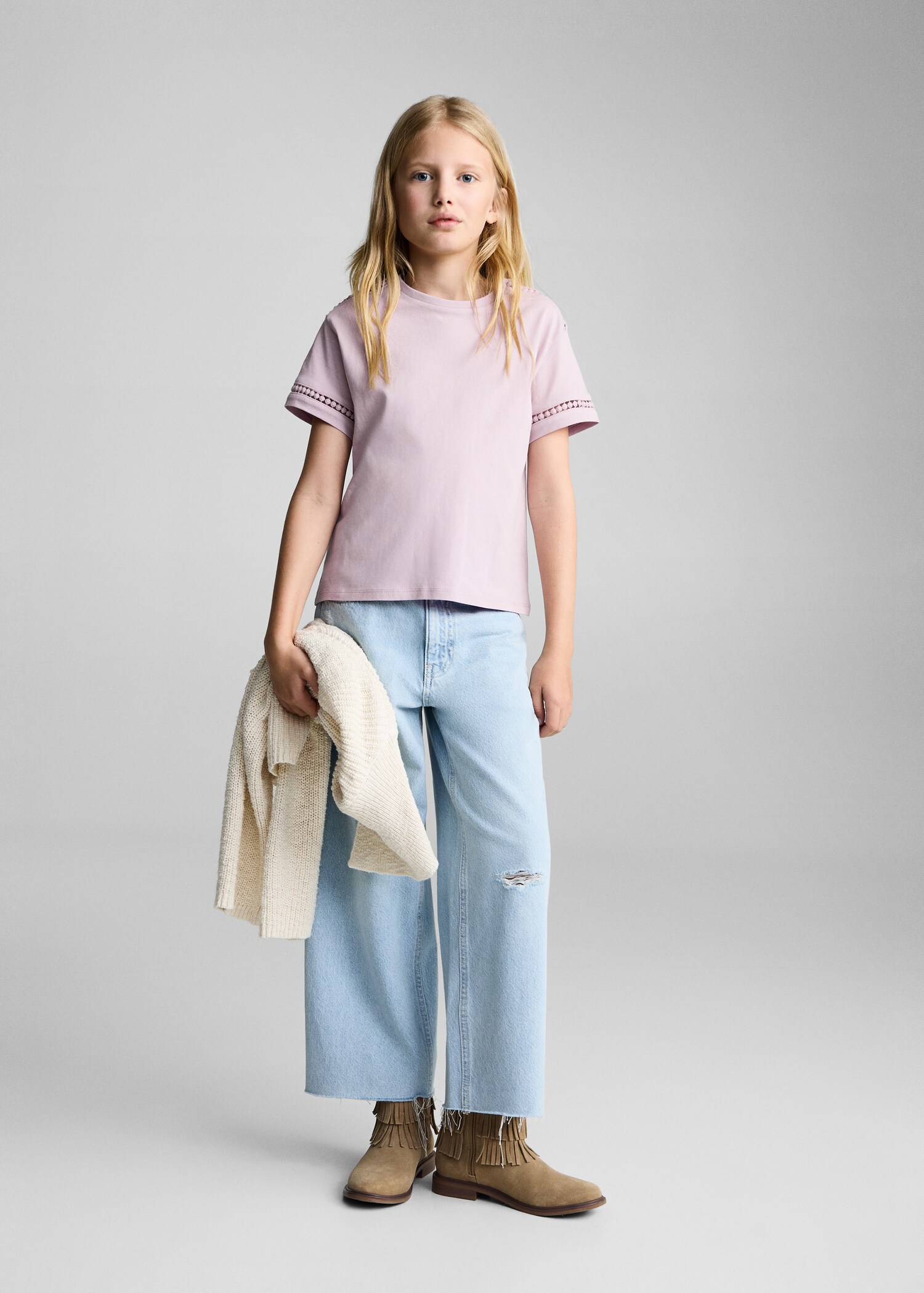 T-Shirt mit Ajour-Details - Allgemeine Ansicht