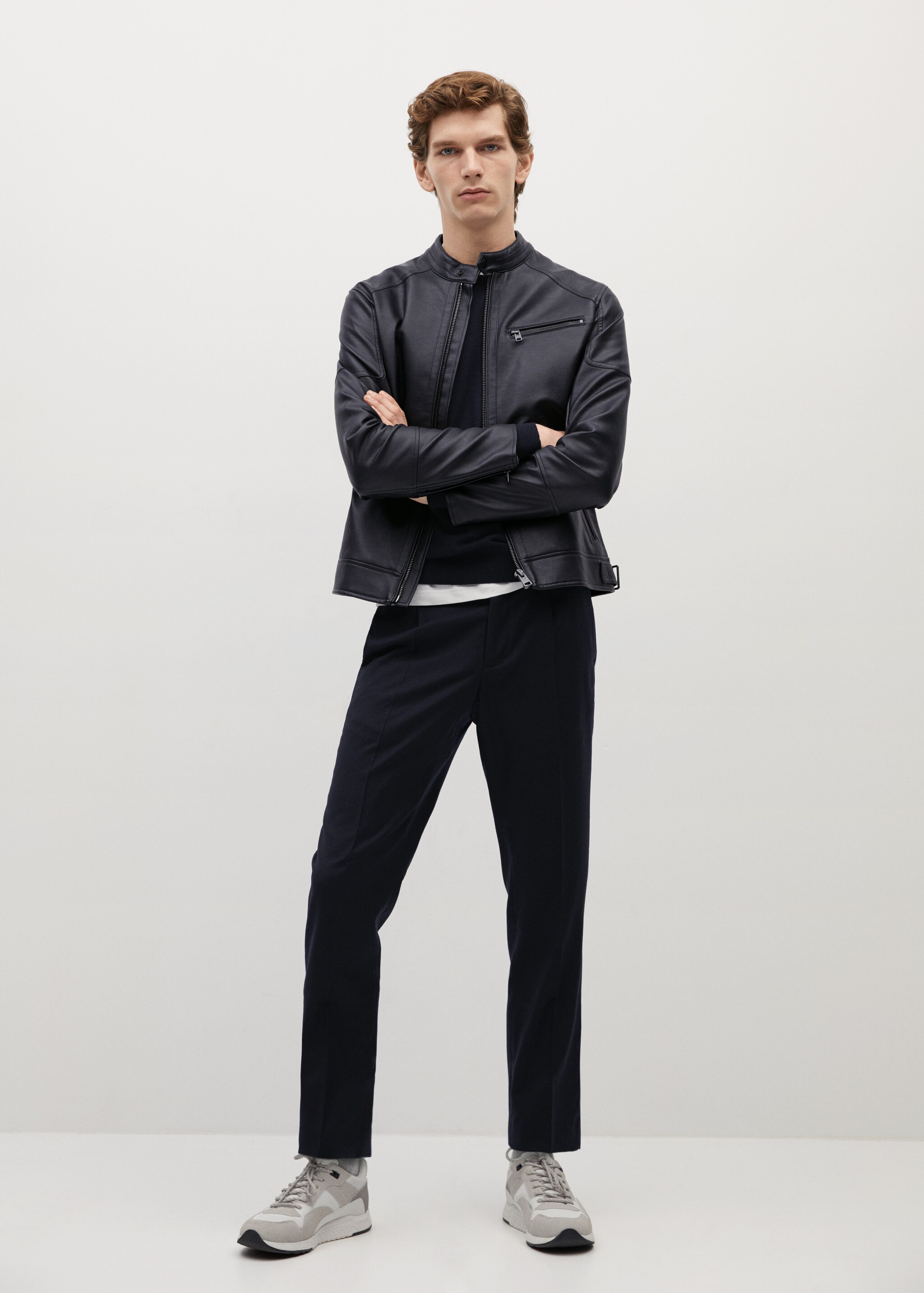 Faux-leather biker jacket - General plane