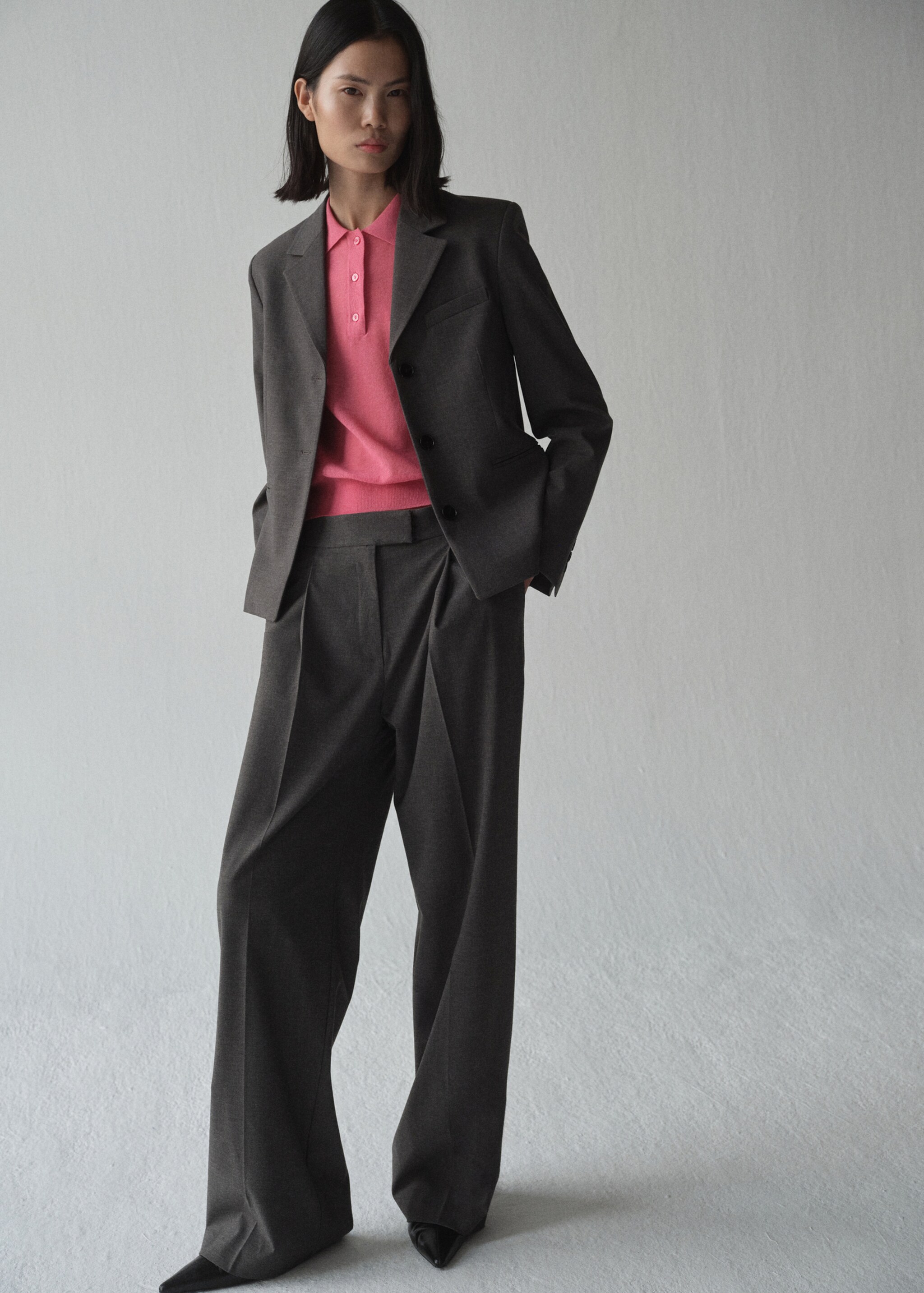 Knitted polo-neck sweater - General plane, Fuchsia. Ref: 87004084-00.