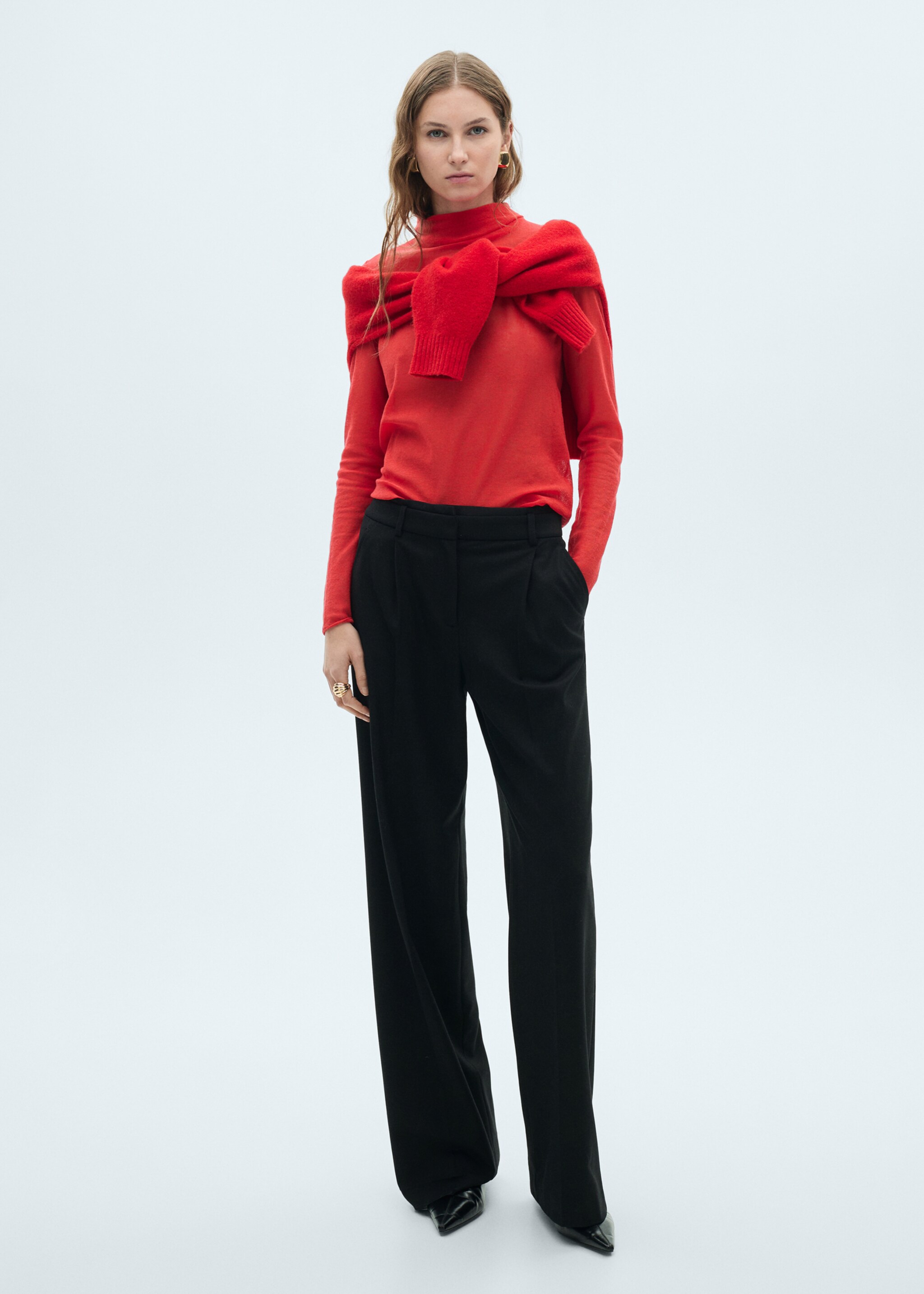 Semi-transparent turtleneck sweater - General plane, Red. Ref: 87004085-00.