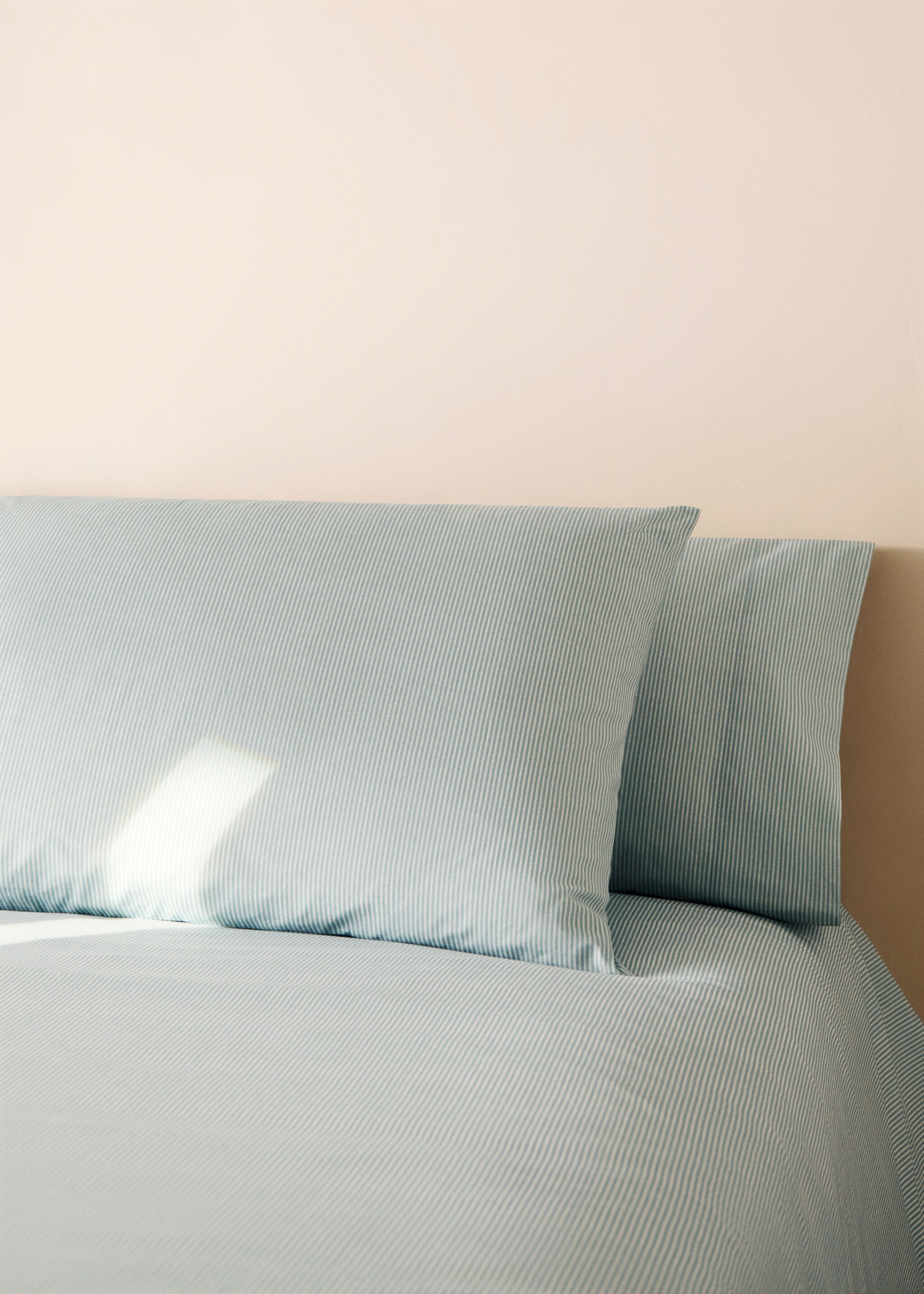 Cotton percale striped children's pillowcase, 50x75 cm - General plane, Aqua Green. Ref: 87004088-00.