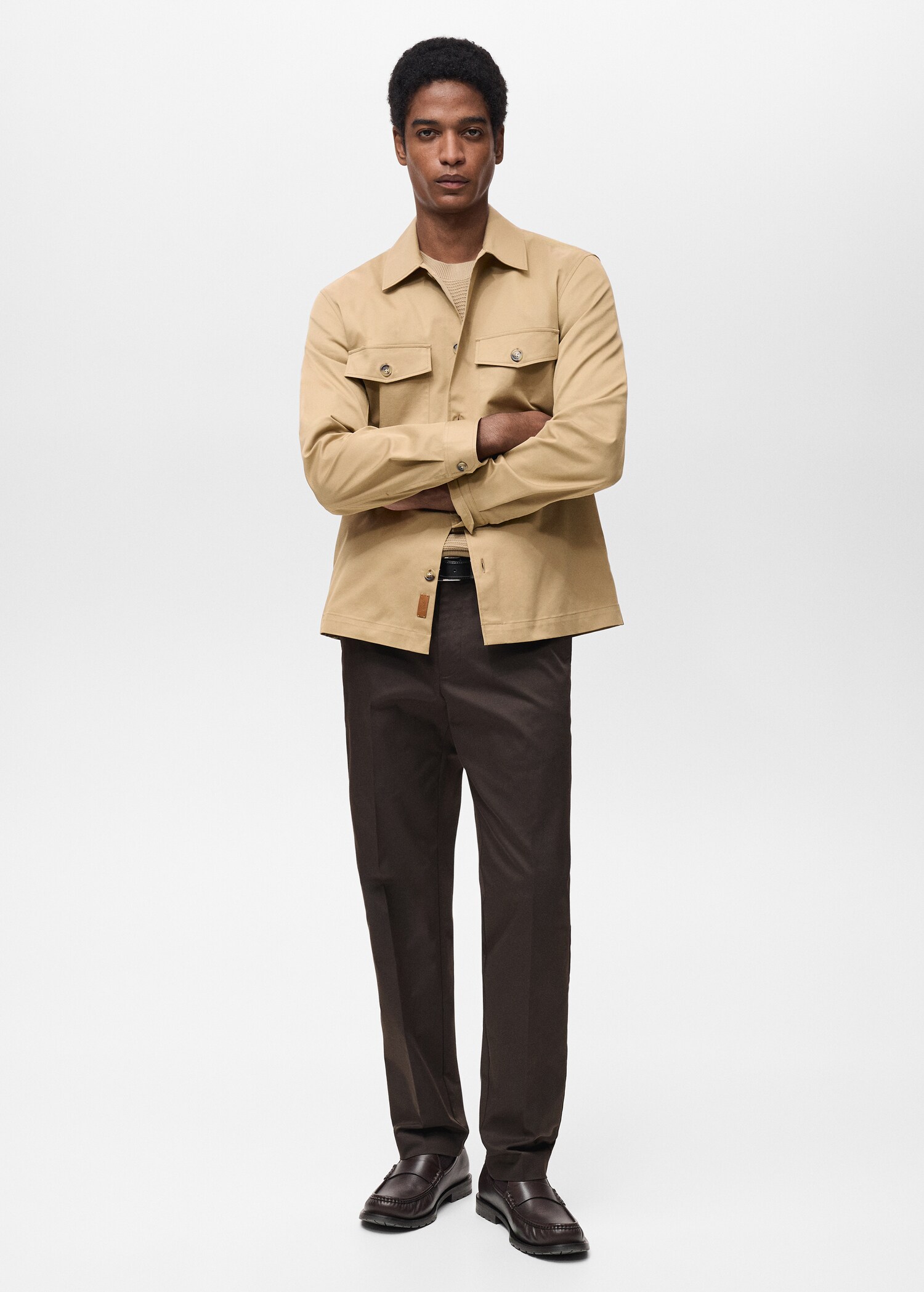 Regular-fit cotton overshirt with pockets - General plane