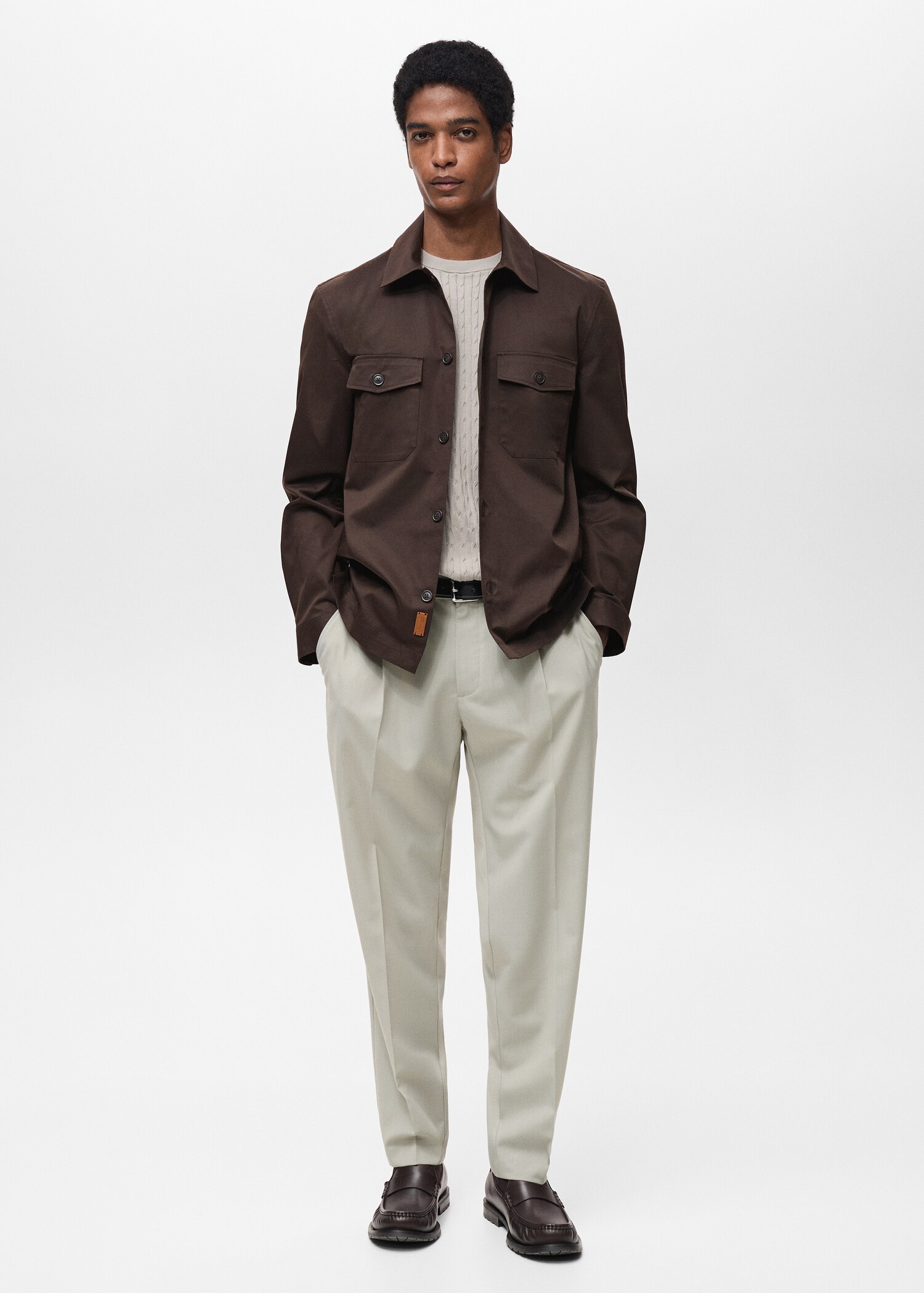 Regular-fit cotton overshirt with pockets - General plane