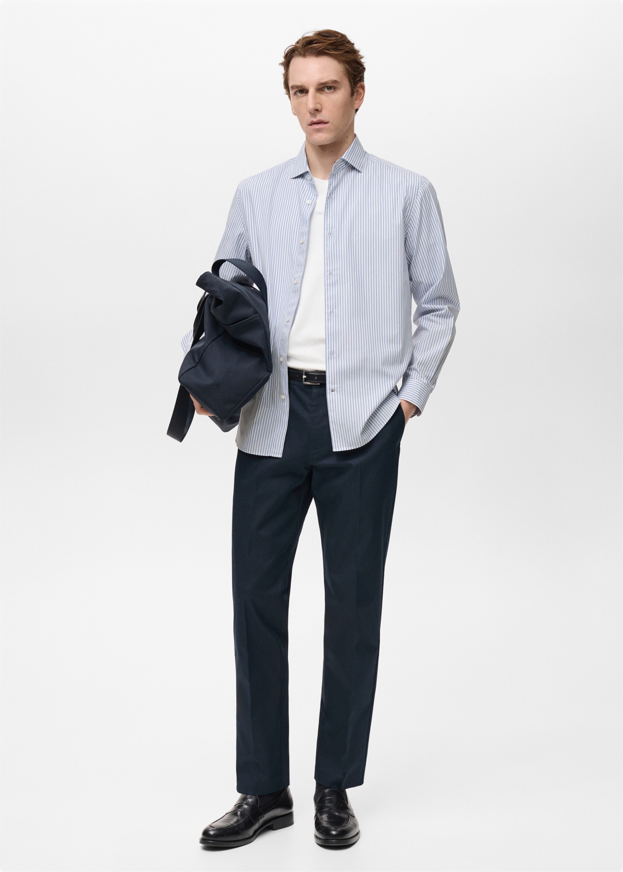 100% cotton striped shirt - General plane, Blue. Ref: 87004411-00.