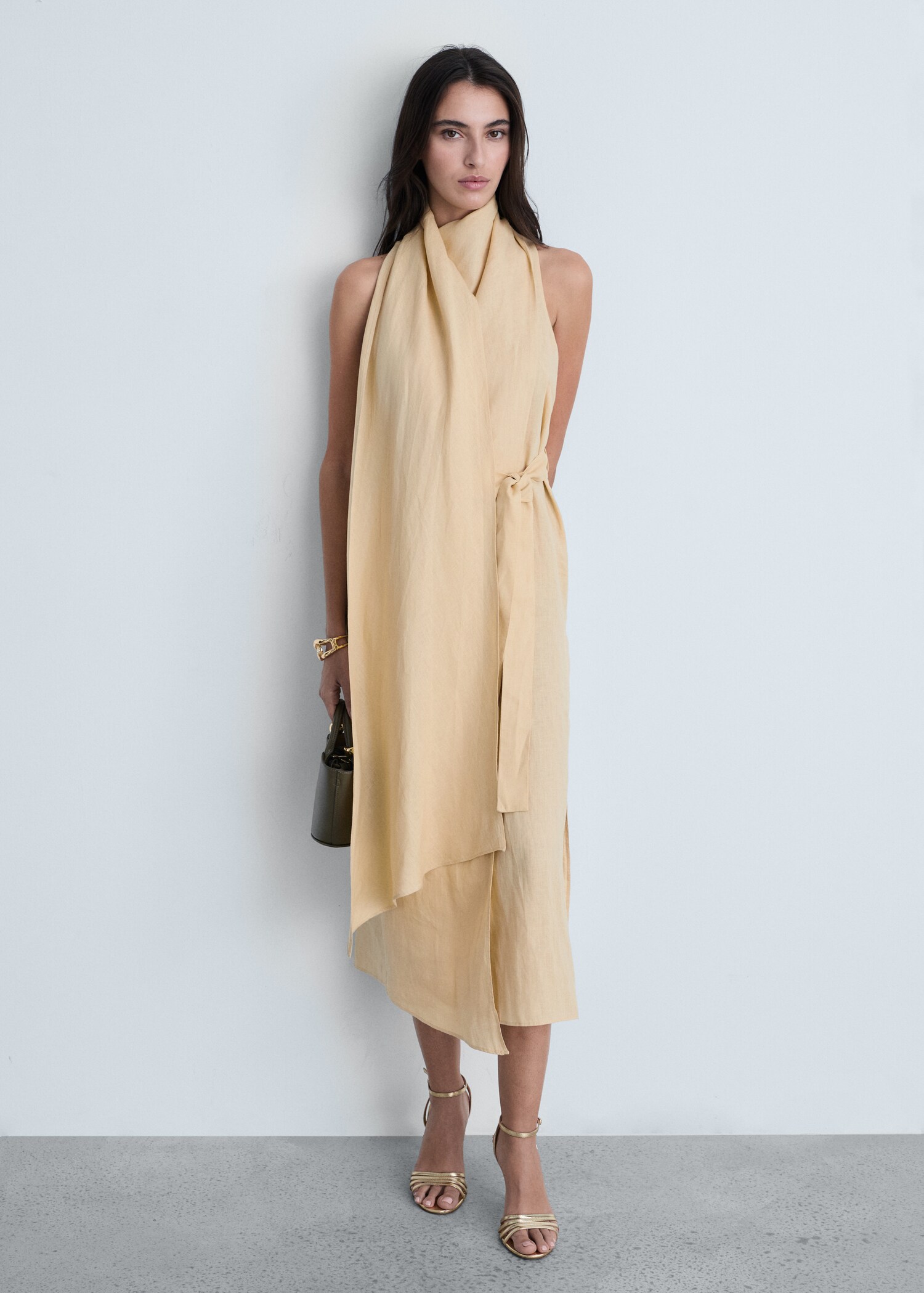Belt linen dress - General plane