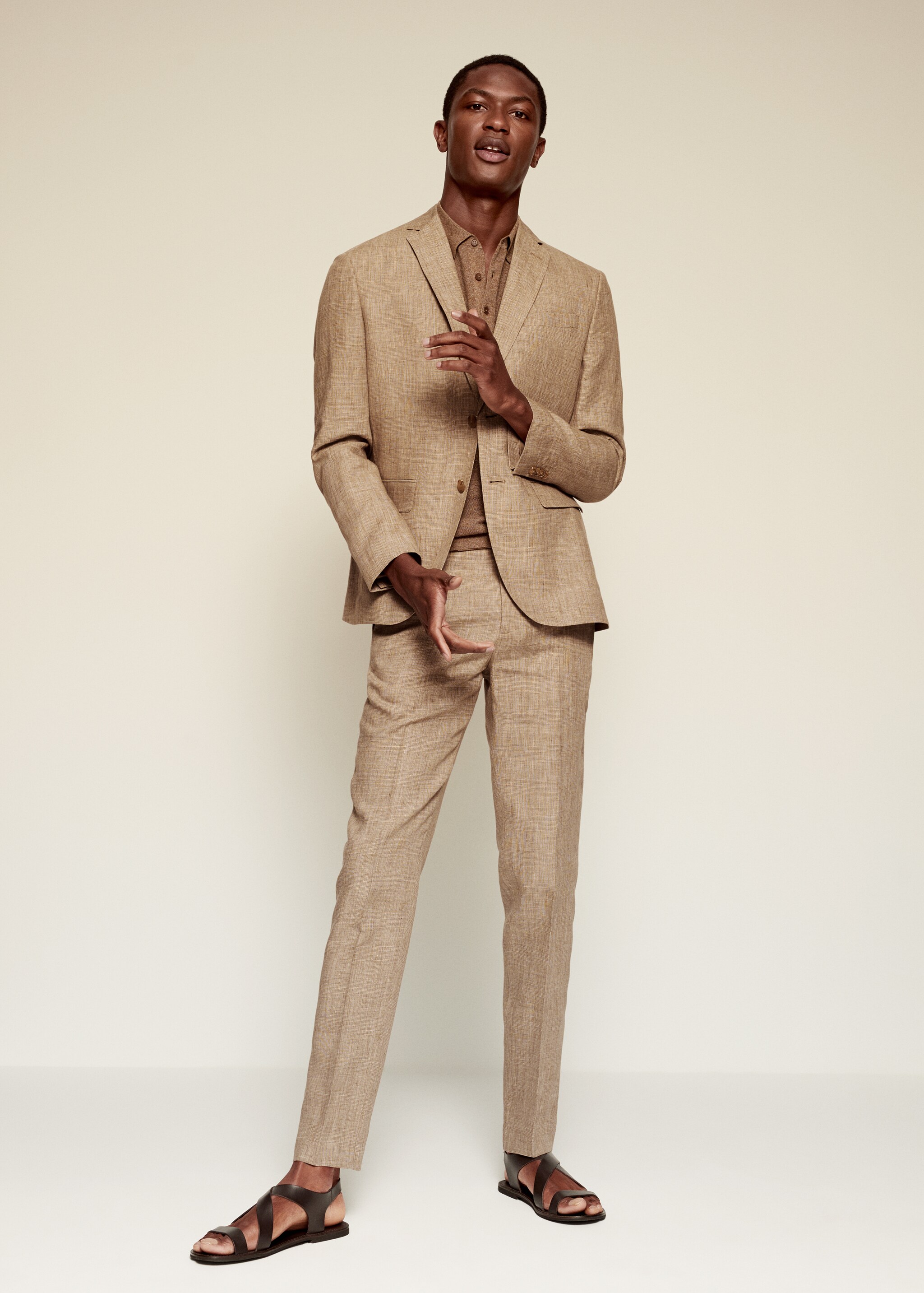 Veste de costume slim fit lin - Plan général