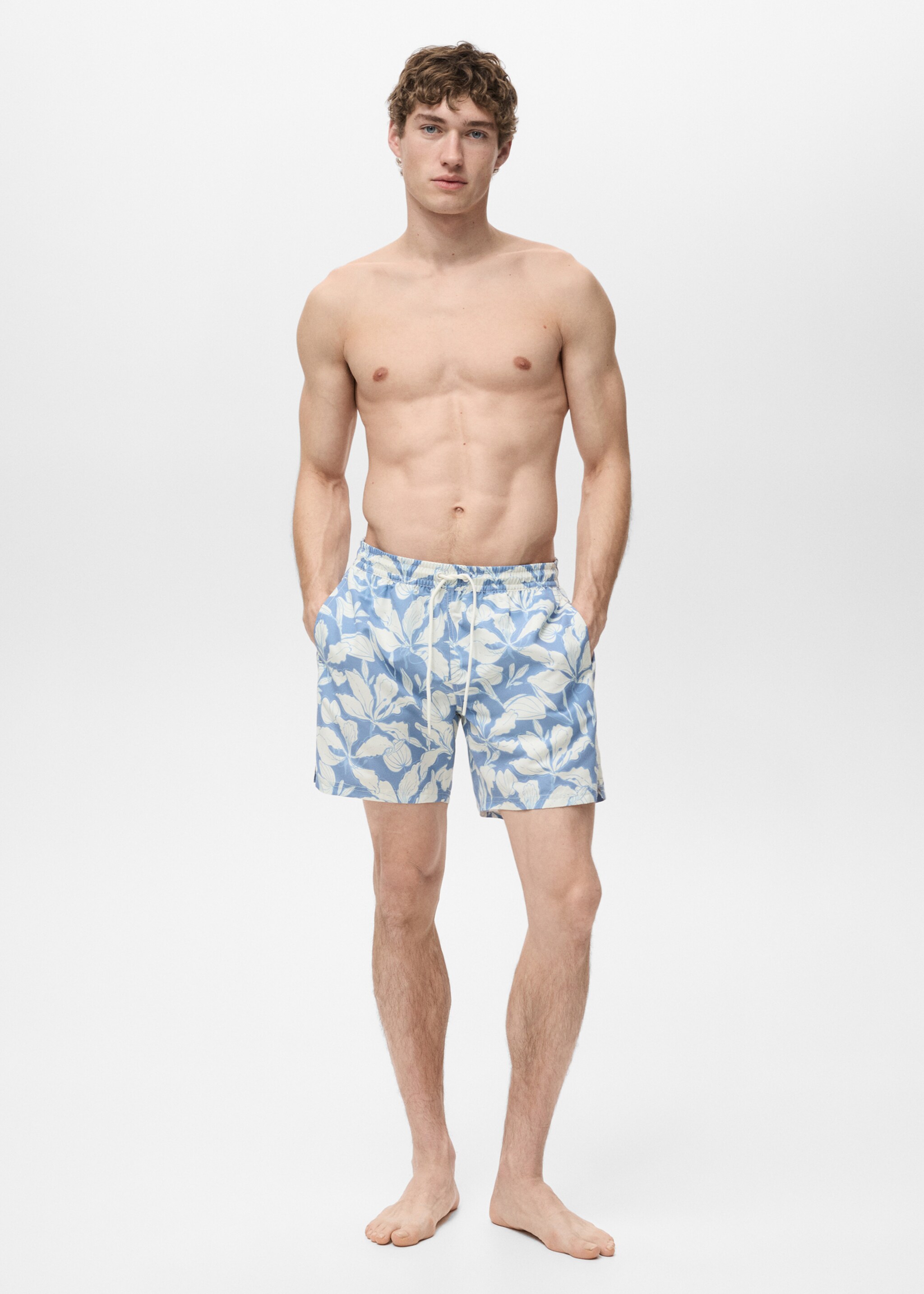 Badeshorts mit floralem Dessin - Allgemeine Ansicht, Blau. Ref: 87005984-00.