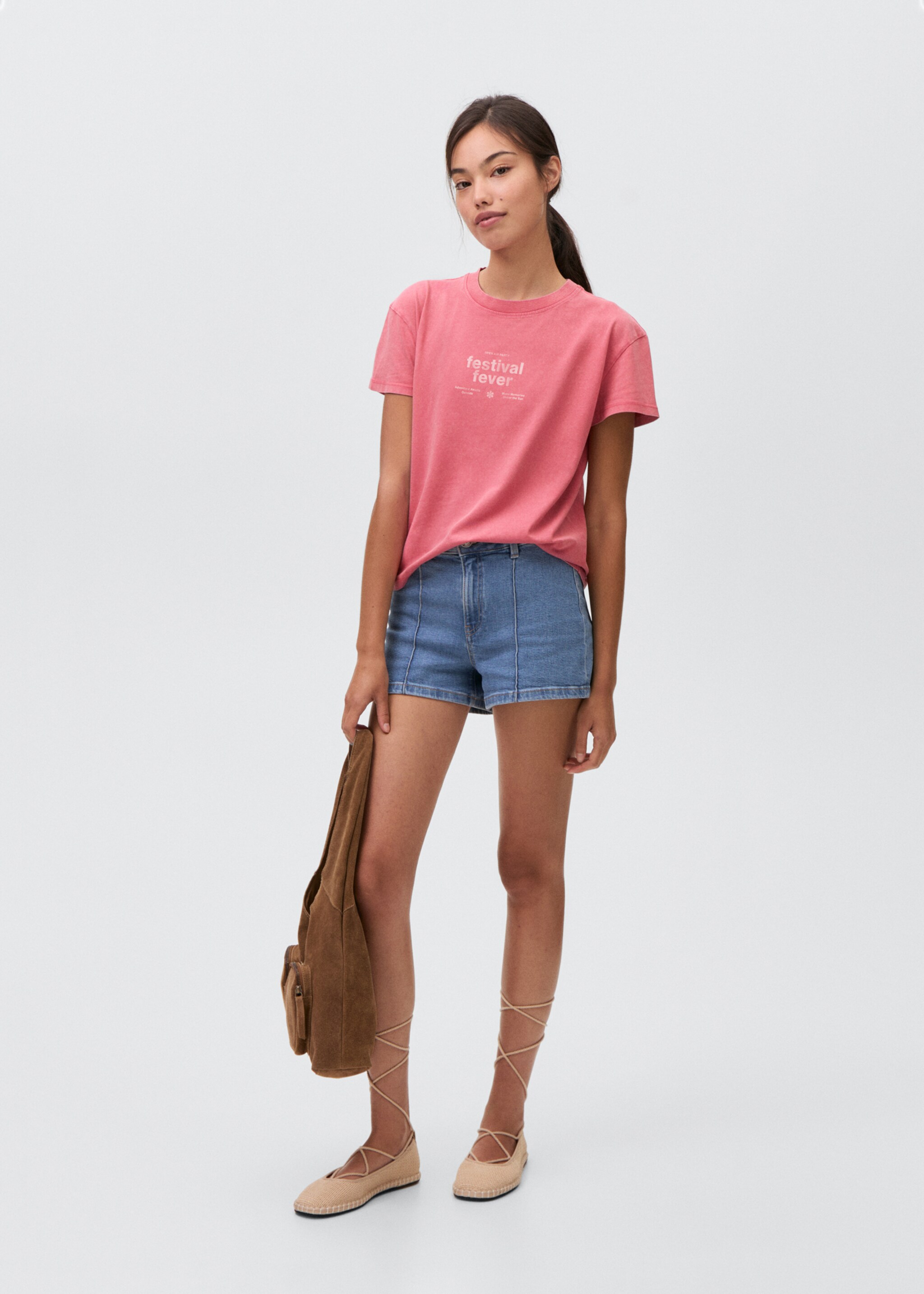 Printed cotton-blend t-shirt - General plane, Pastel Pink. Ref: 87006347-00.