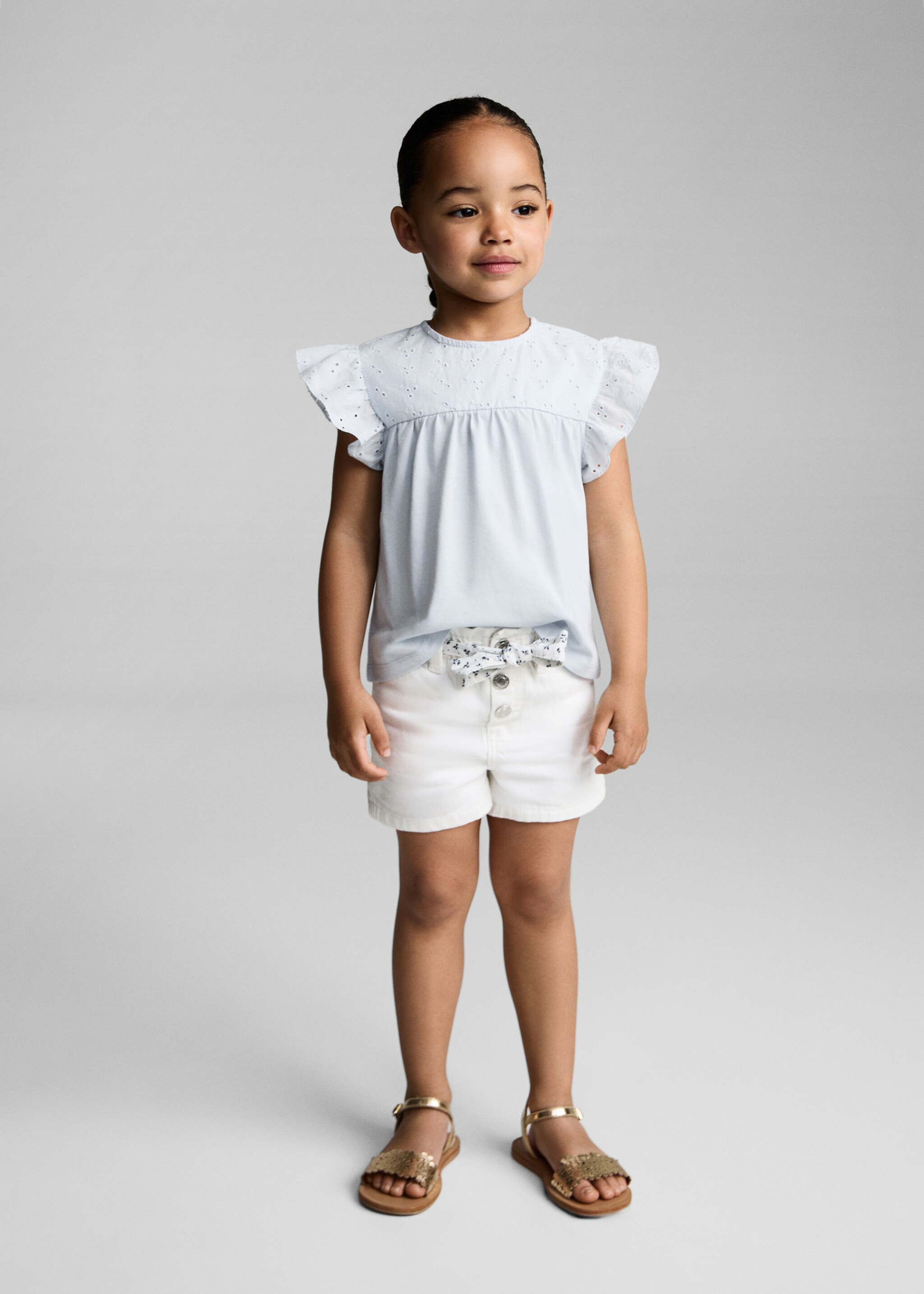 Openwork details T-shirt - General plane, Sky Blue. Ref: 87006358-00.