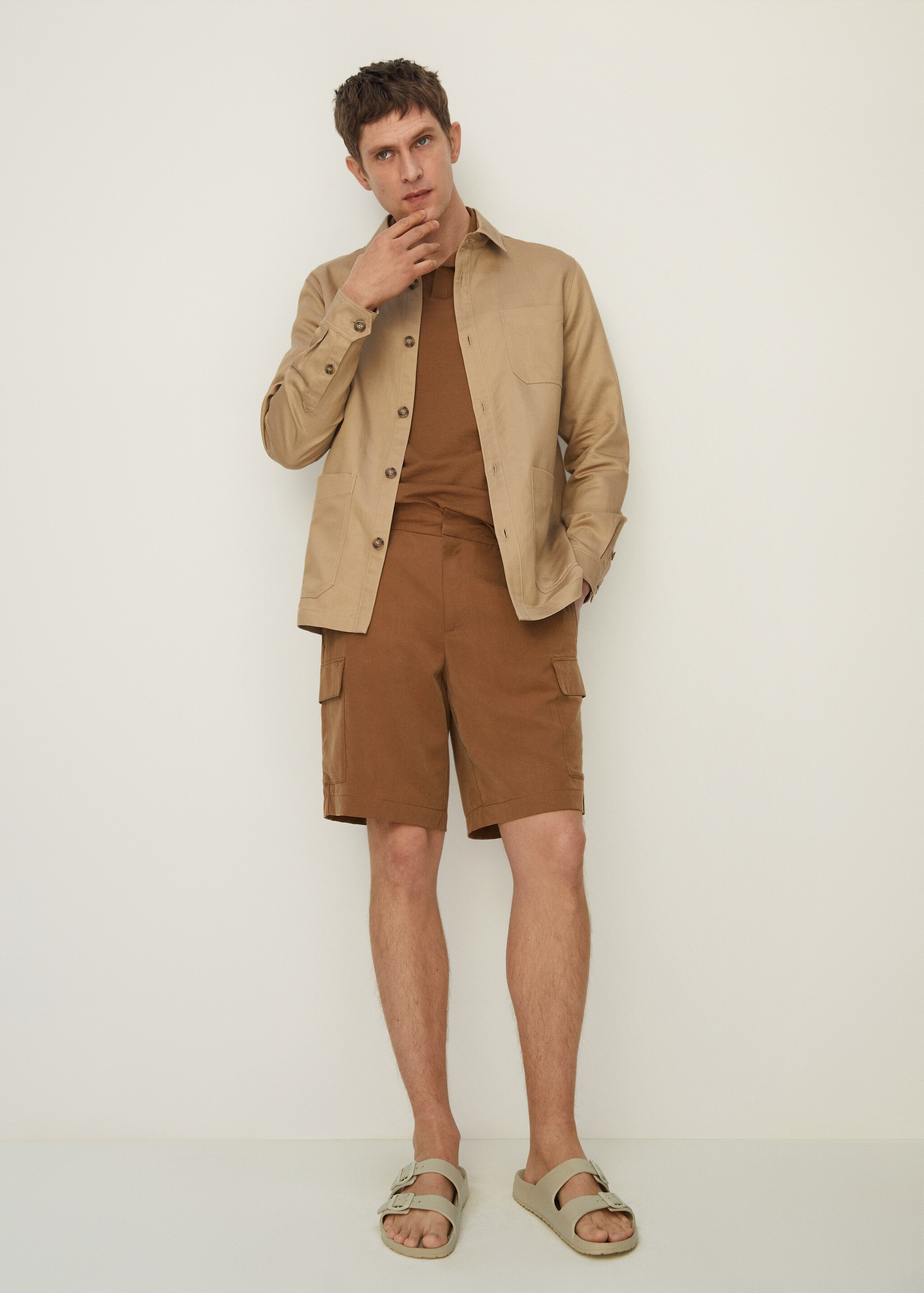 Cargo linen bermuda shorts - General plane